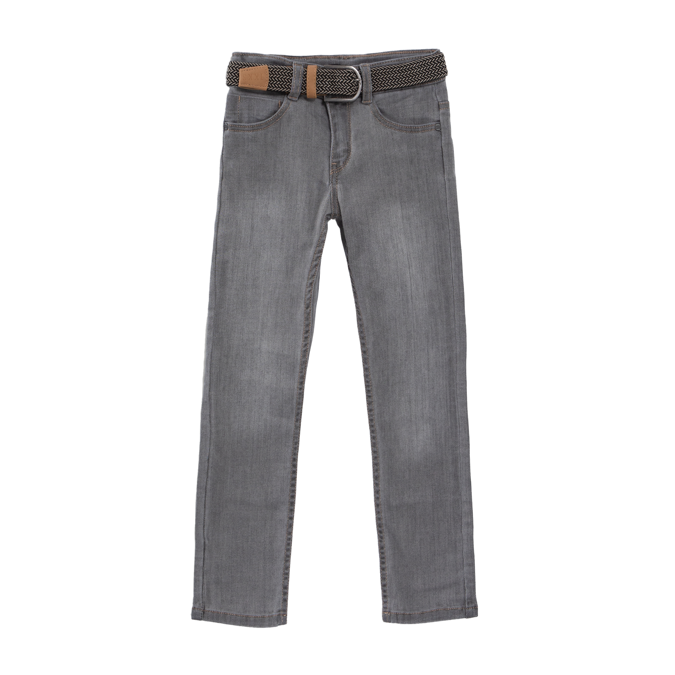 Denim cotton-blend slim-fit jeans with belt IKKS JUNIOR Grey