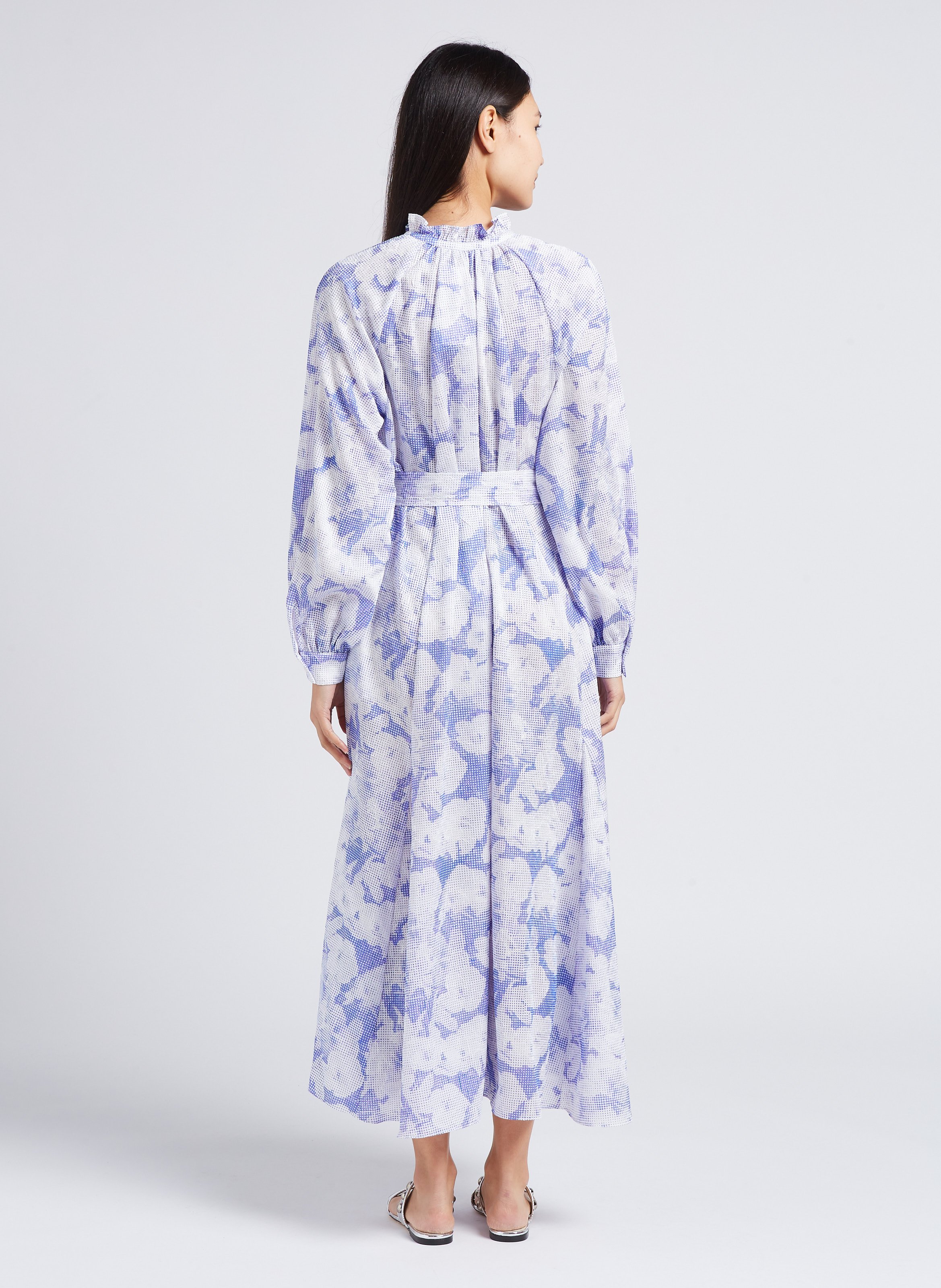 Belted printed midi dress with knotted V-neck SAMSOE SAMSOE Purple