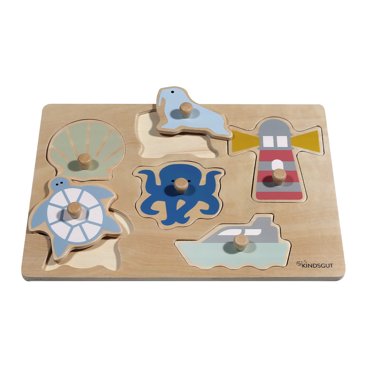 Wooden ocean peg puzzle KINDSGUT Blue
