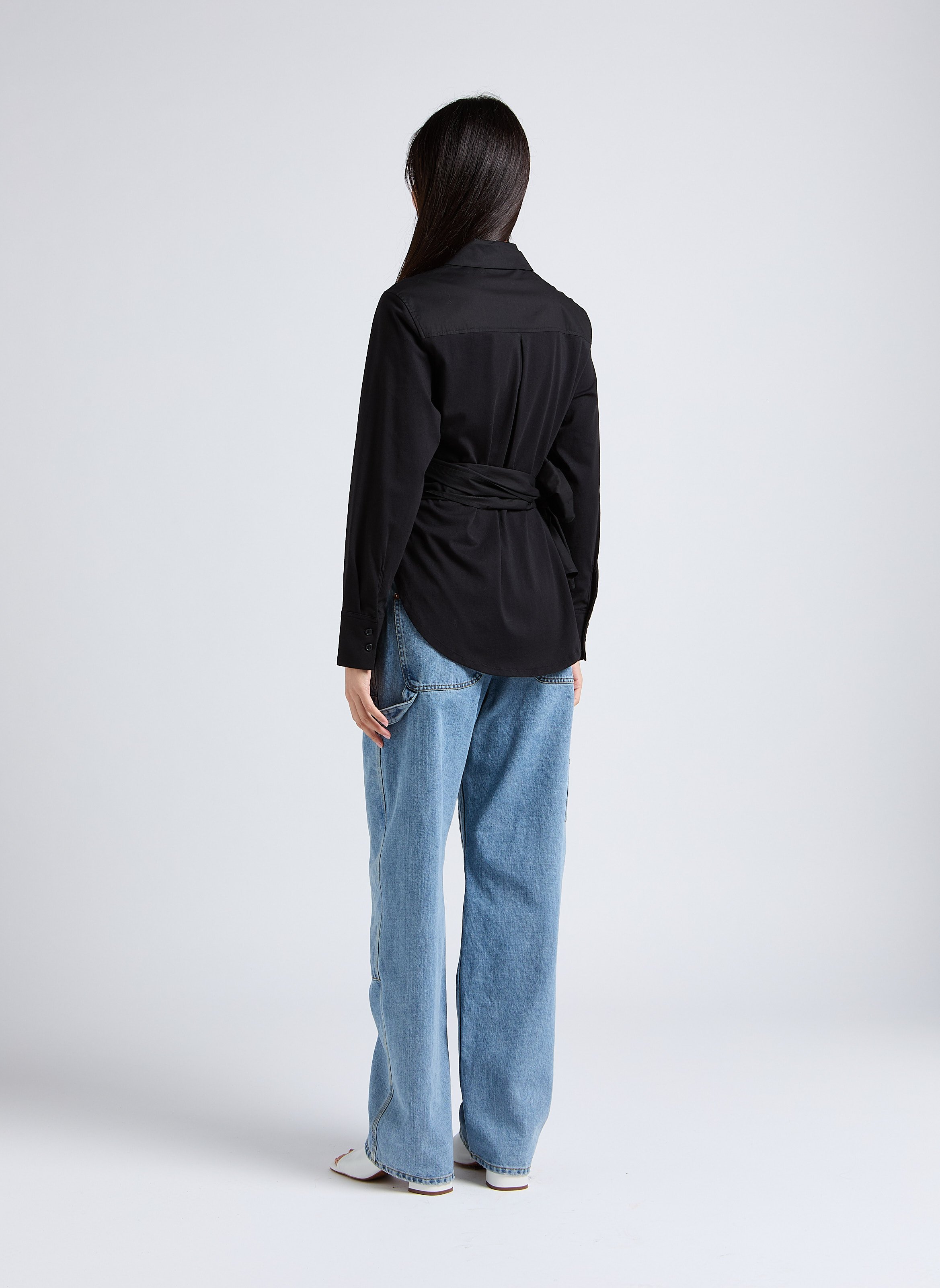 Jean droit taille haute en coton MARGAUX LONNBERG Bleu