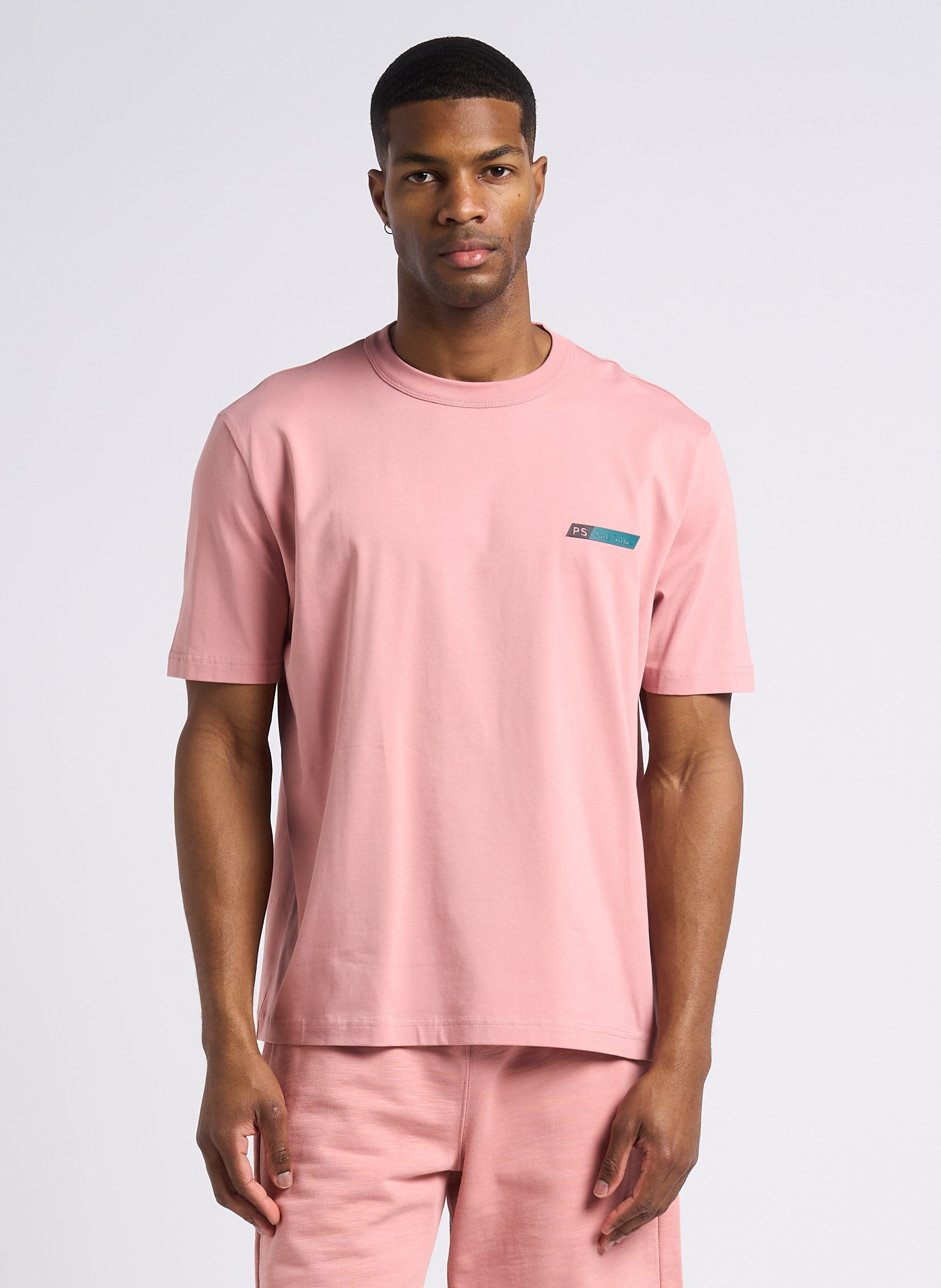 Straight round-neck screen-printed cotton-blend T-shirt PAUL SMITH Pink