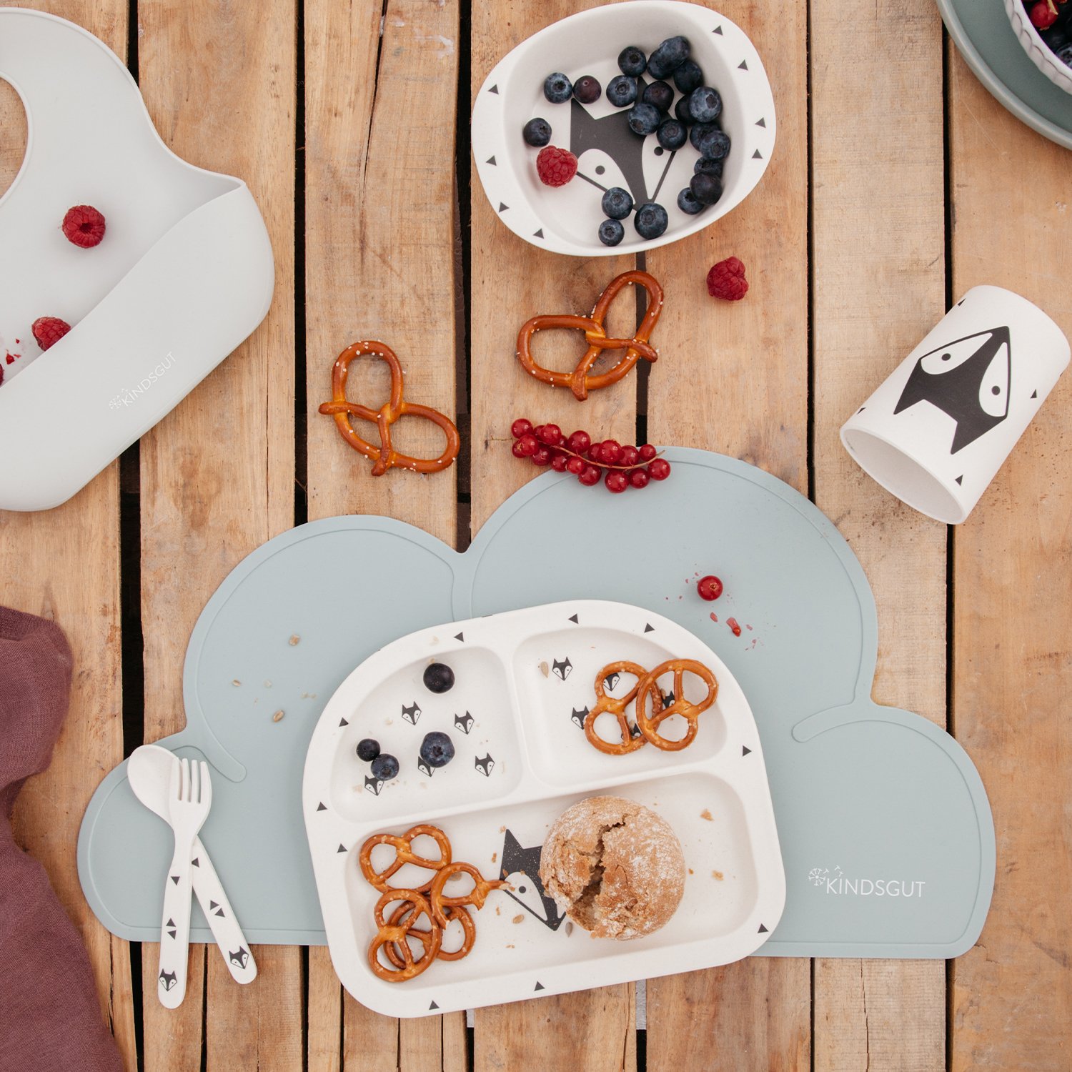 Set de table en forme de nuage en silicone KINDSGUT Vert