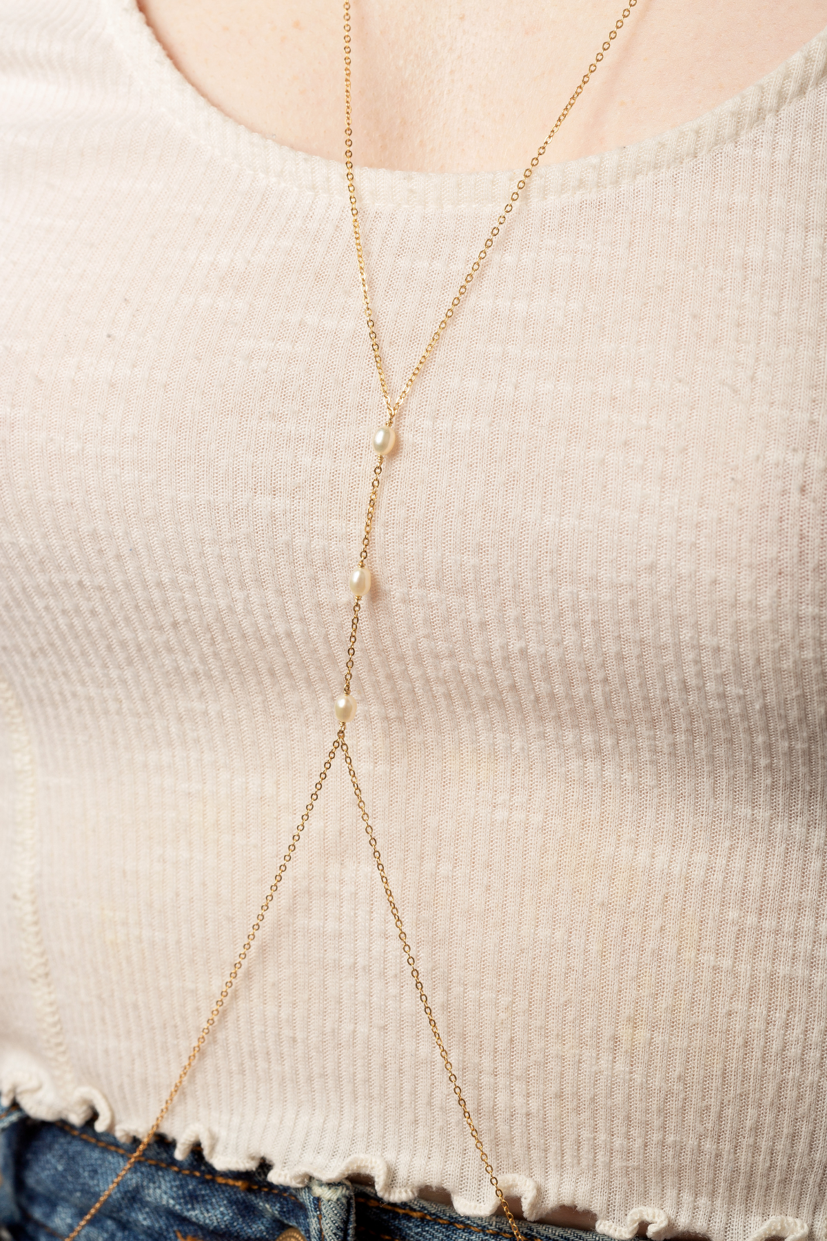 Body jewelry pearls YAY White