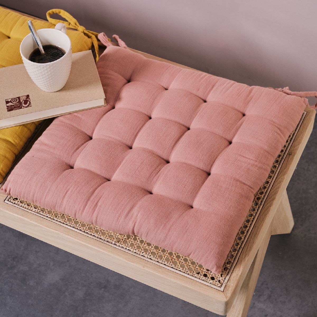 Solid color cotton gauze chair pad TODAY LINGE DE MAISON Pink