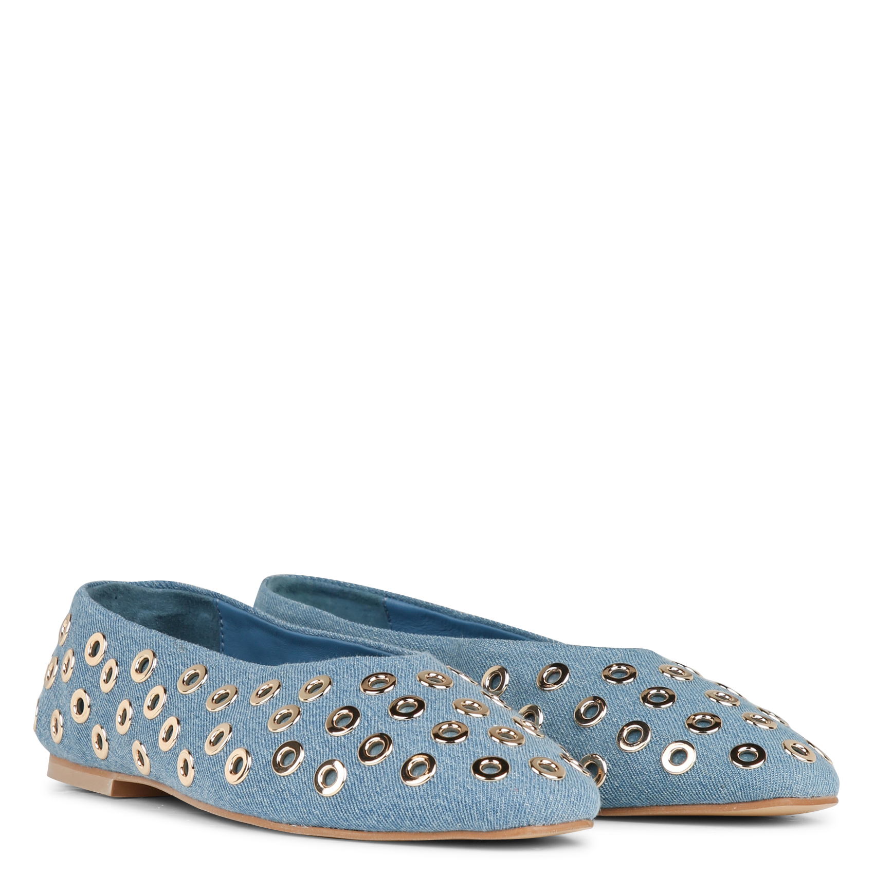 Ballerinas aus Baumwolldenim Blau