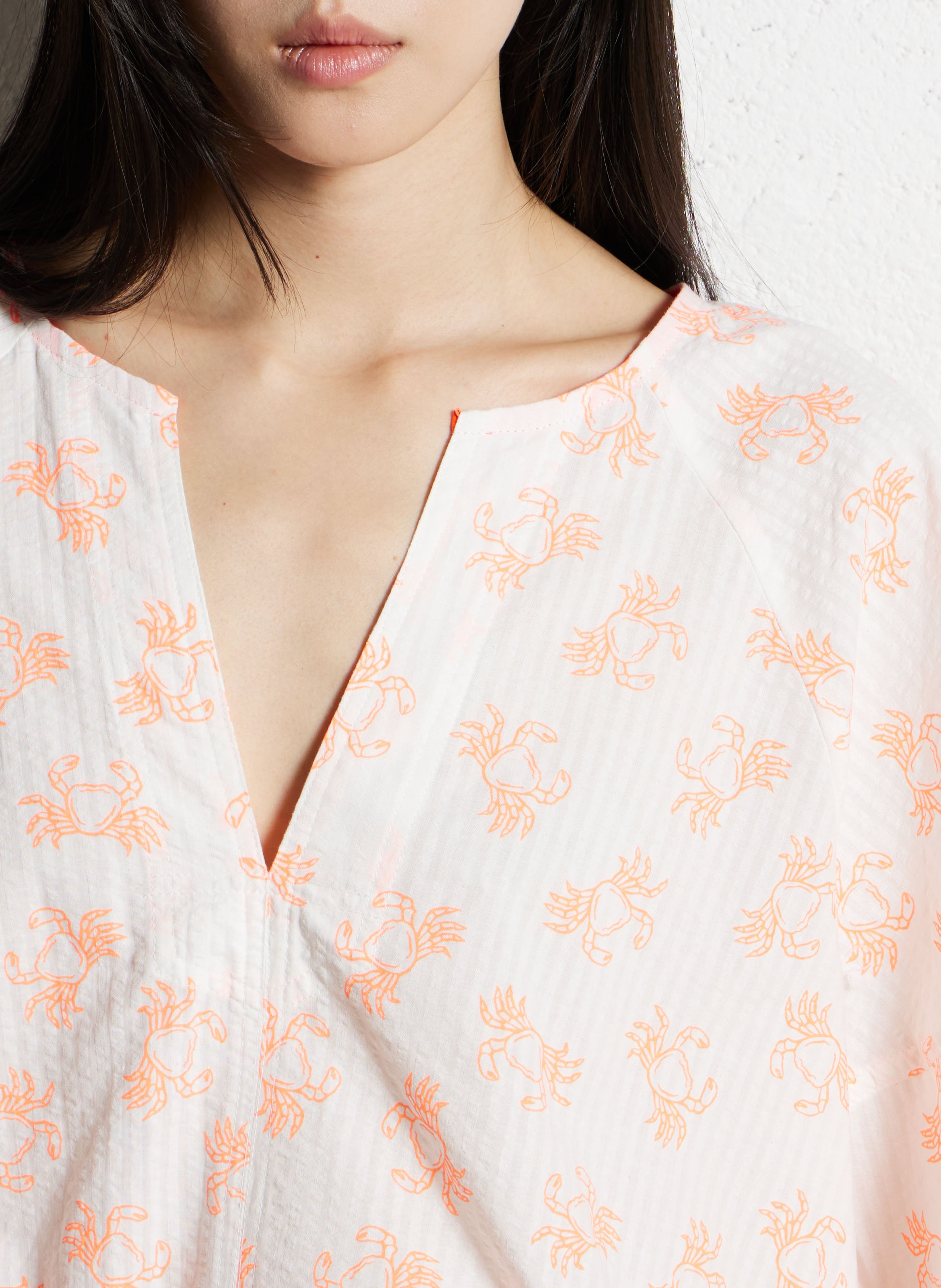 Top col v ample à motifs  DR BLOOM Orange