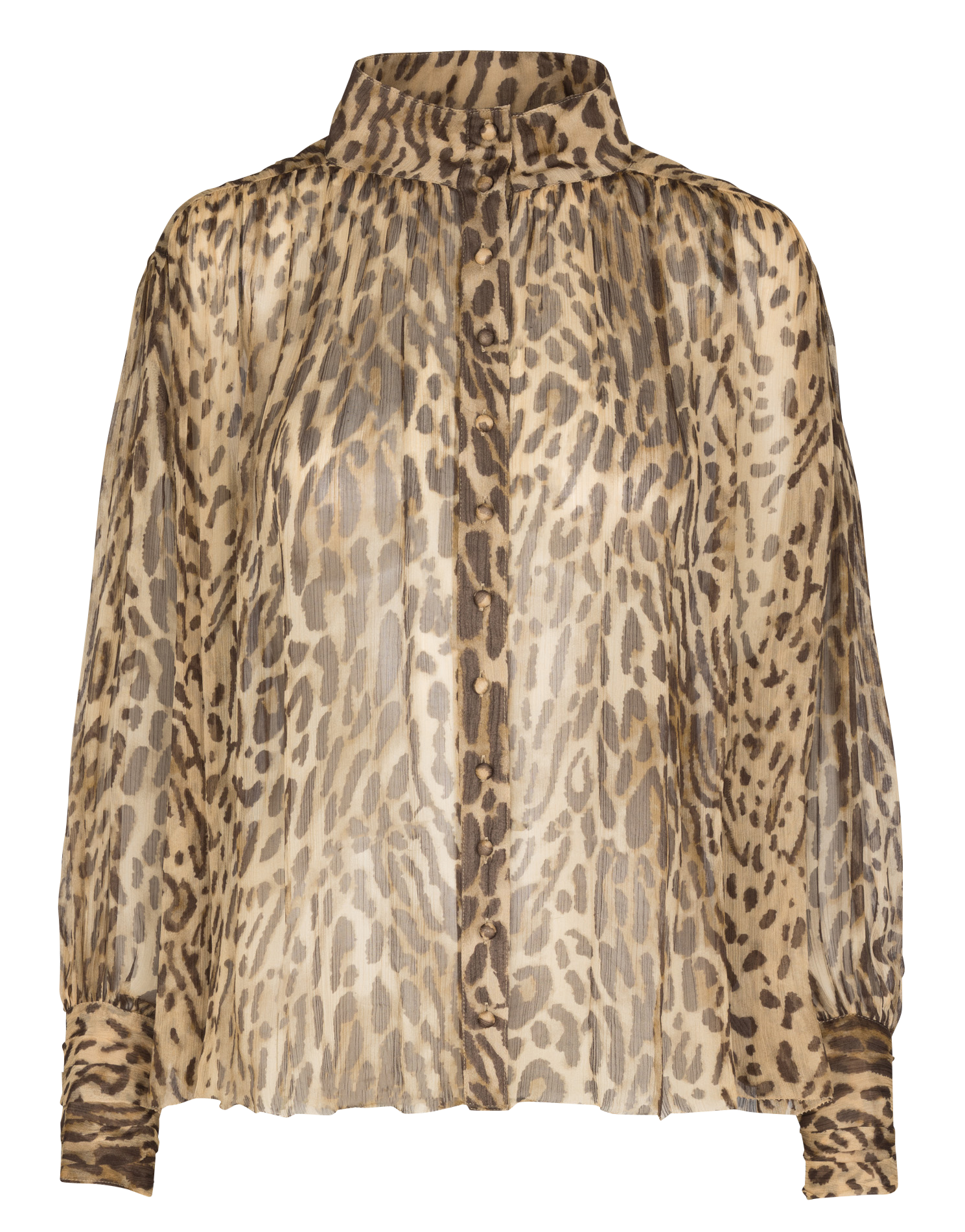 Weite transparente bedruckte Bluse SUNCOO Beige