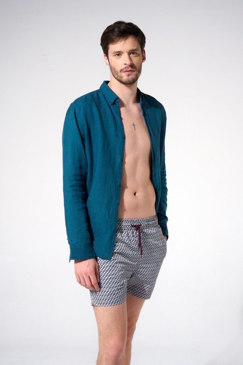 Printed swim shorts with elasticated waistband APNEE Purple