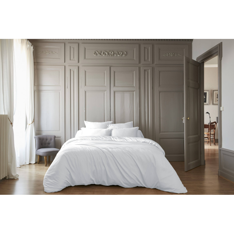 "Salomé" Bamboo Viscose Duvet Cover 120 threads/cm² L'EFFET PAPILLON White