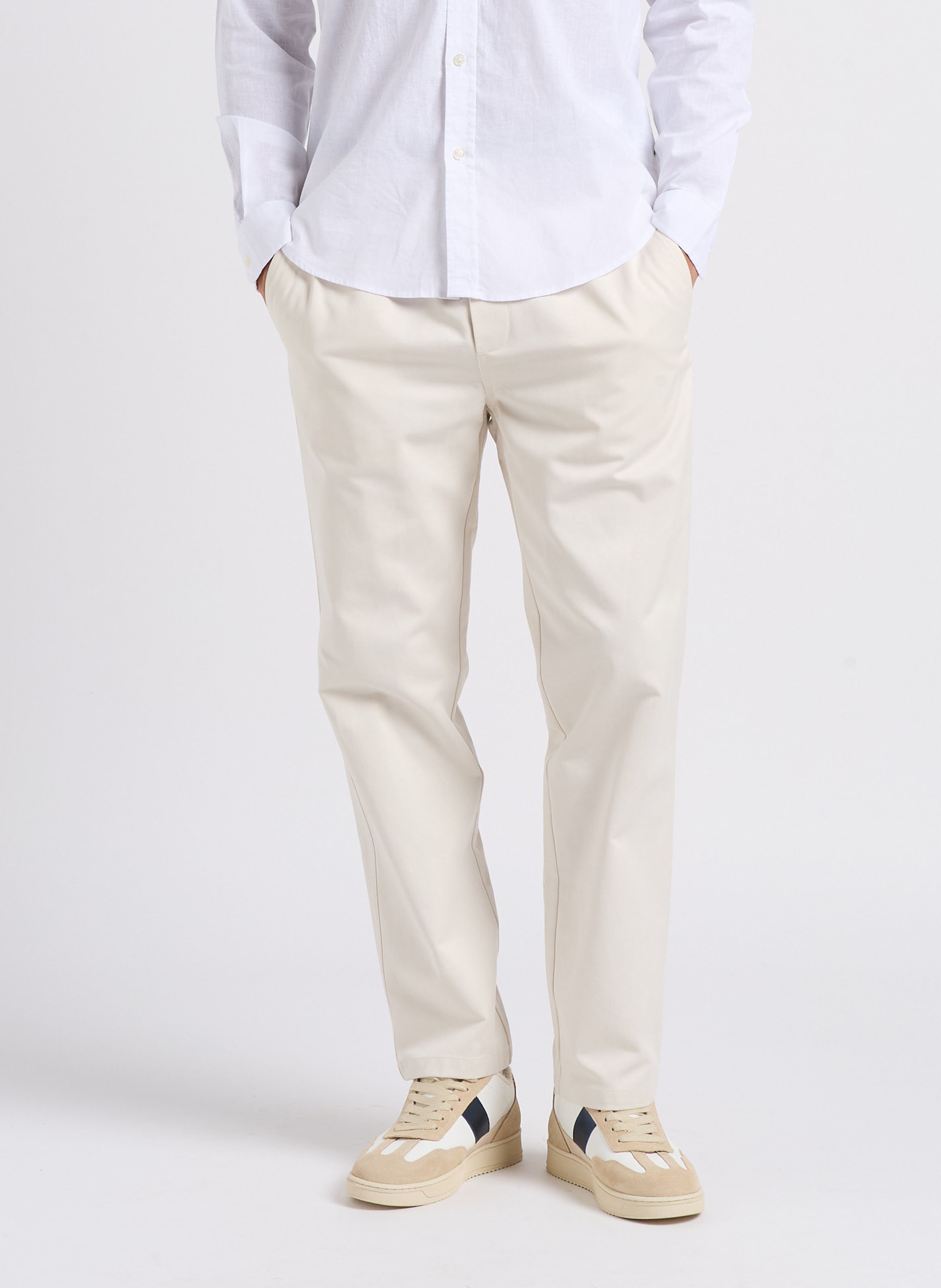 Straight-leg organic cotton-blend pants SAMSOE SAMSOE White