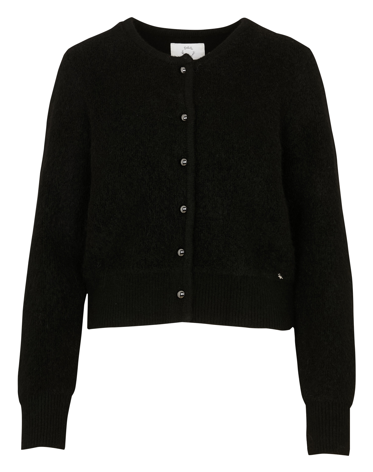 Oversized round neck wool blend vest DES PETITS HAUTS Black