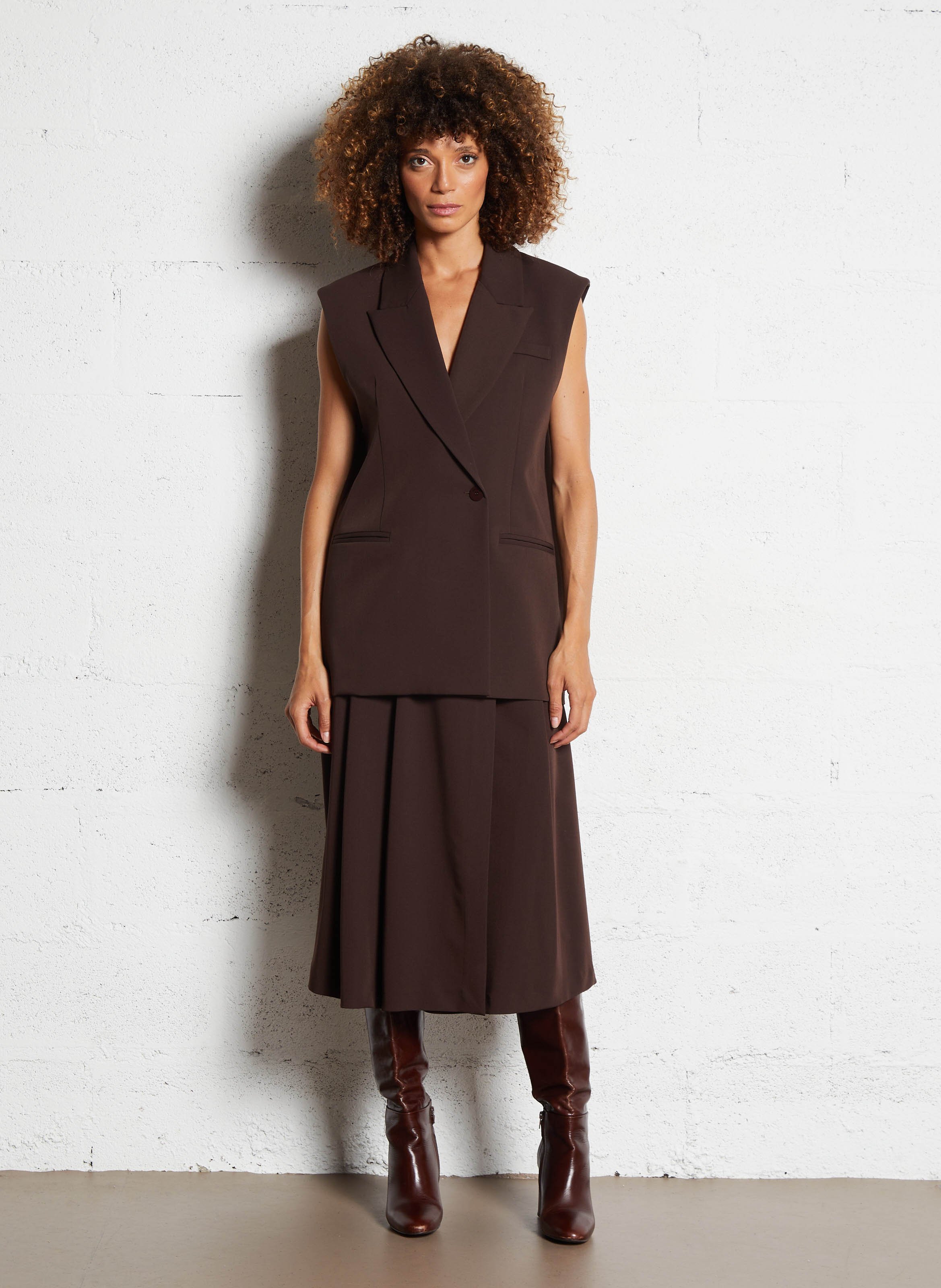 Cardigan with tailored collar IMPERIAL Brown