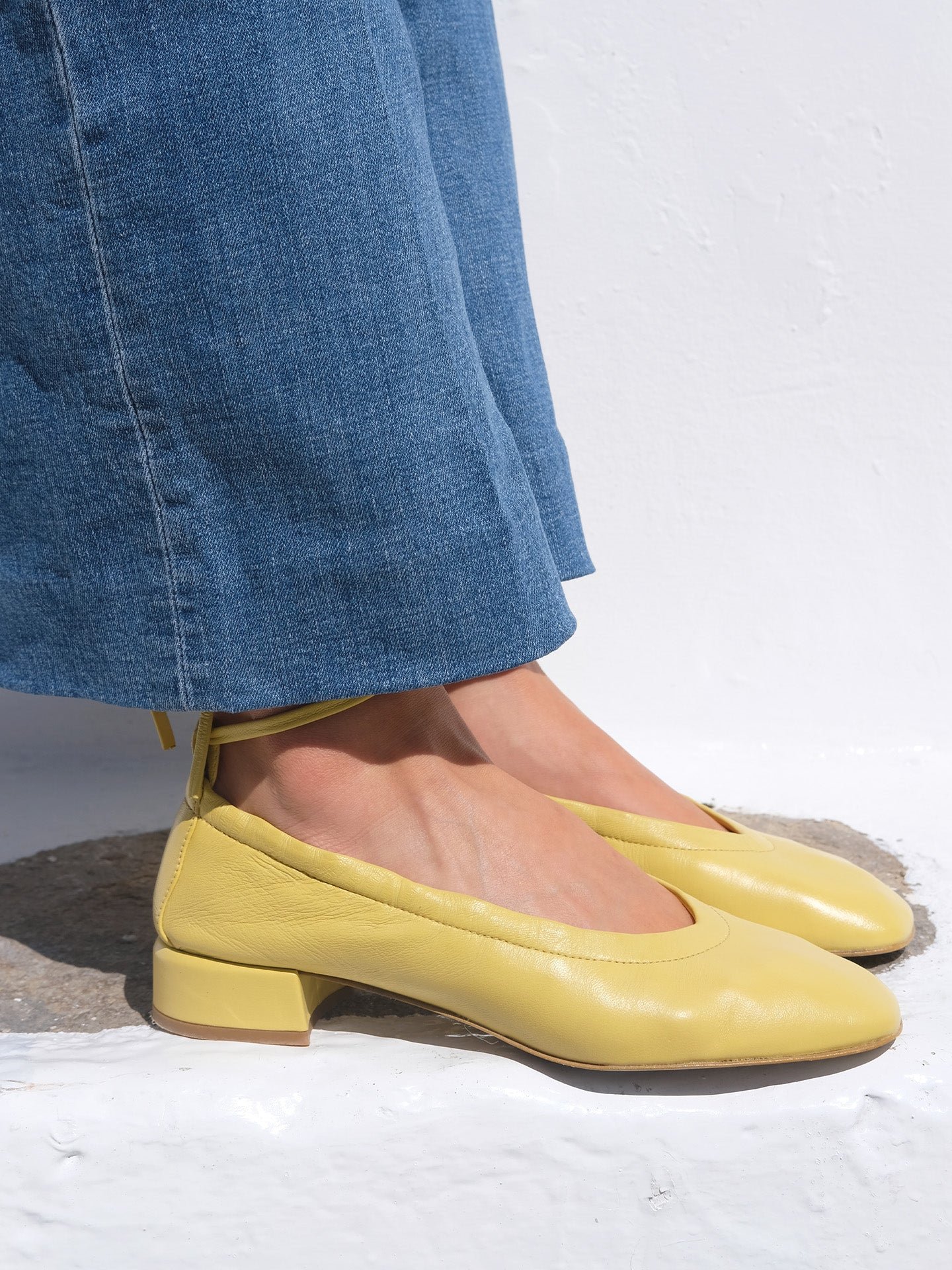 Nappa leather ballet flats EMZI PARIS Yellow