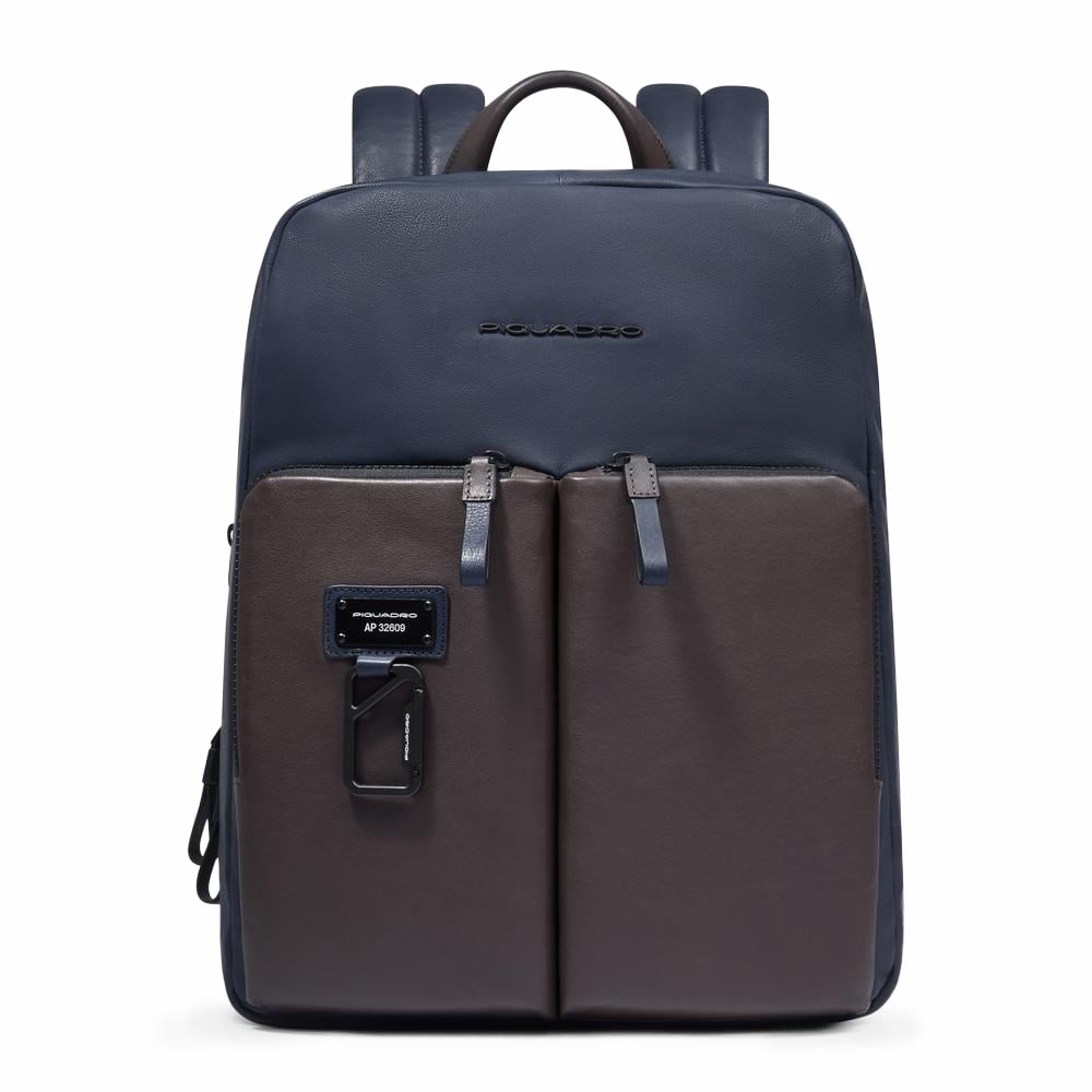 Slim backpack for computer and iPad® with shockproof and RFID protection, expandable PIQUADRO