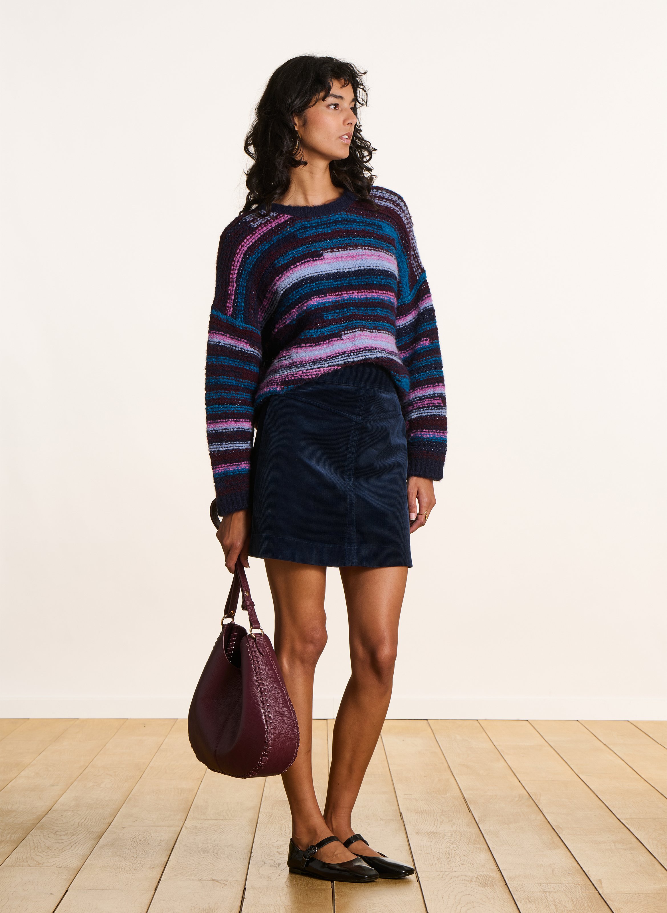 Jupe courte en coton mélangé LA FEE MARABOUTEE Bleu