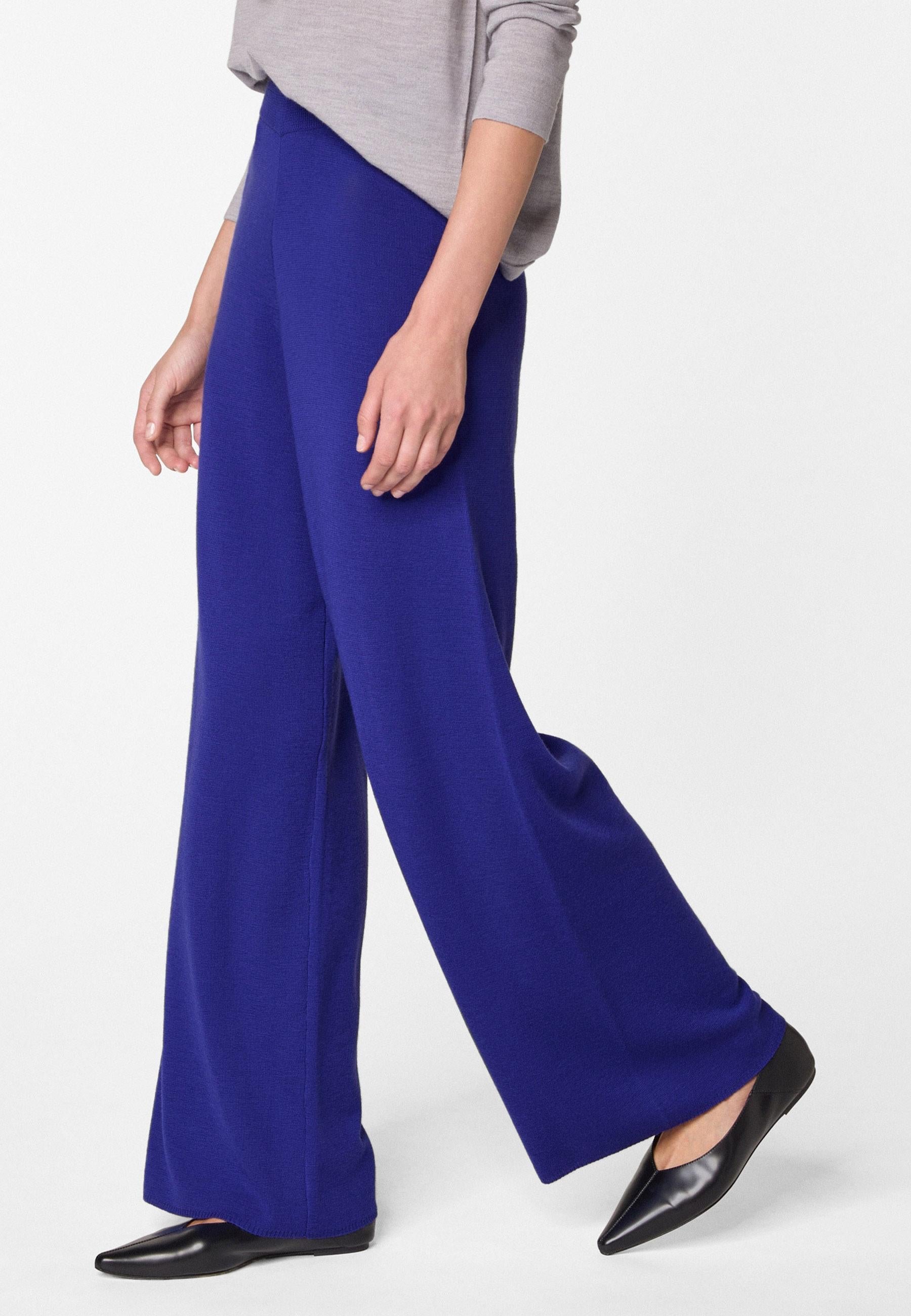 Wide leg merino wool trousers RODIER Blue