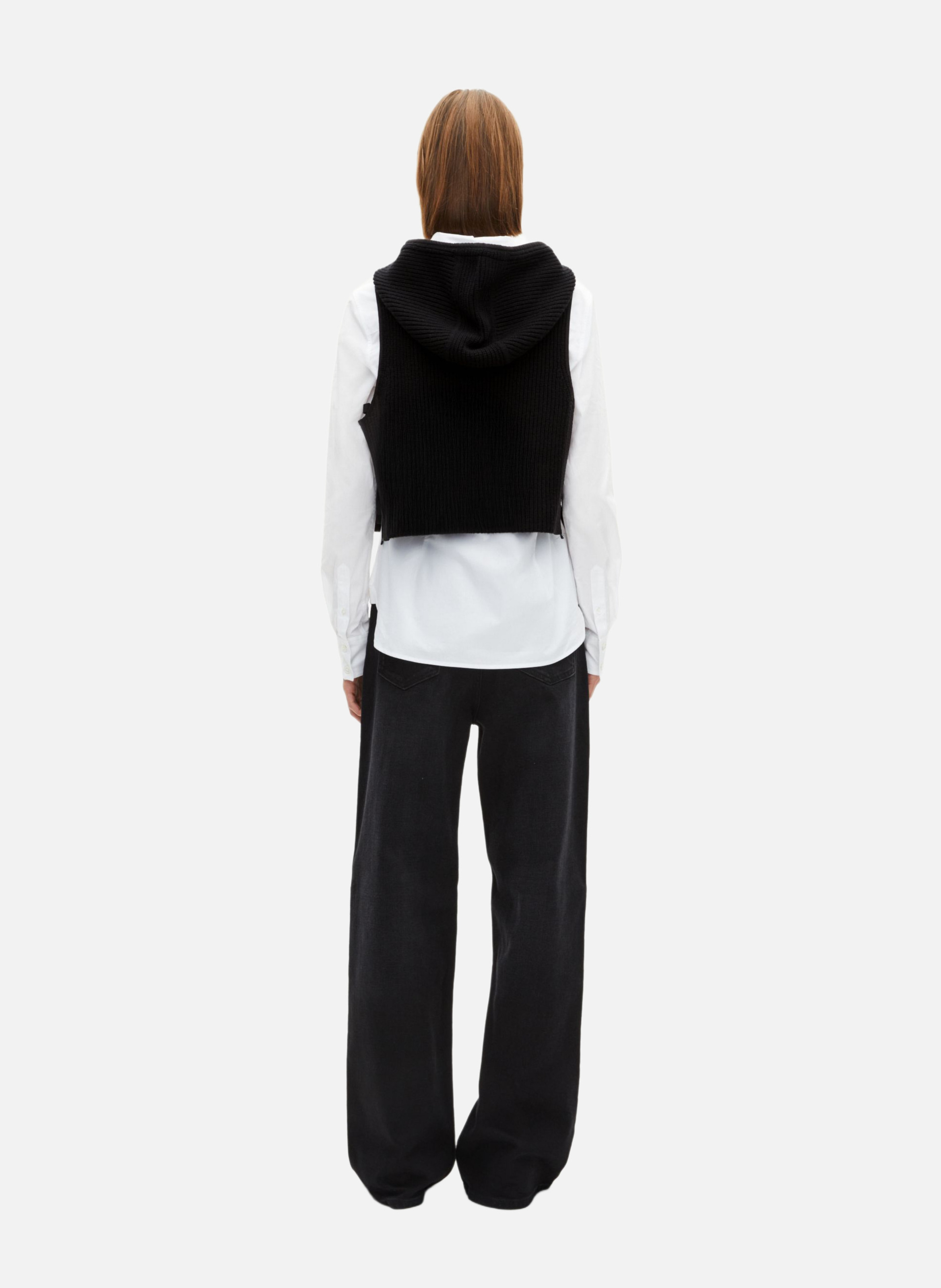 Wool and cotton gilet Black
