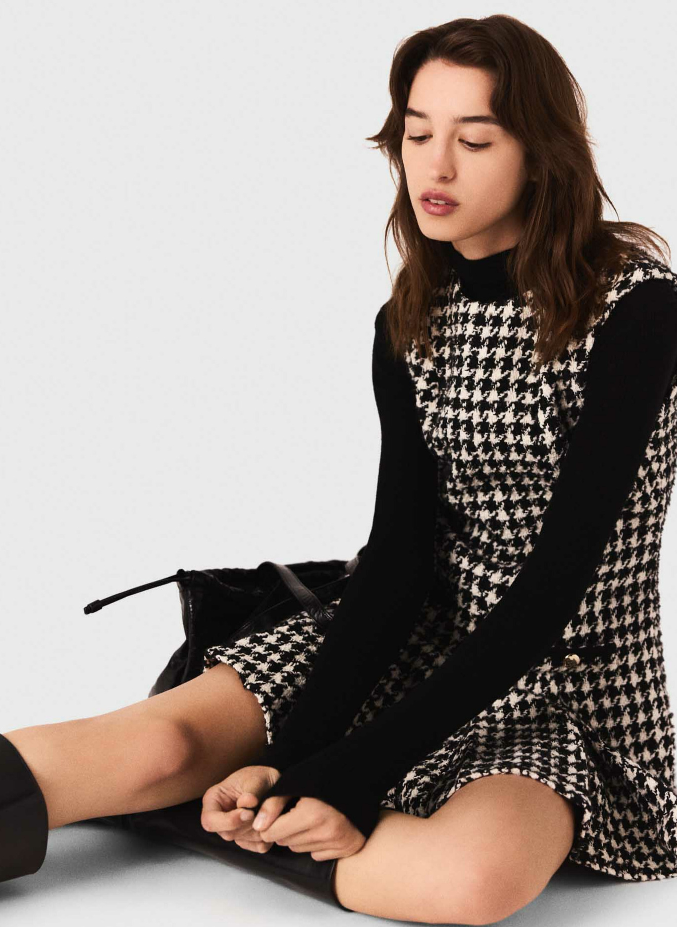 Robe courte col rond imprimé MAJE Noir