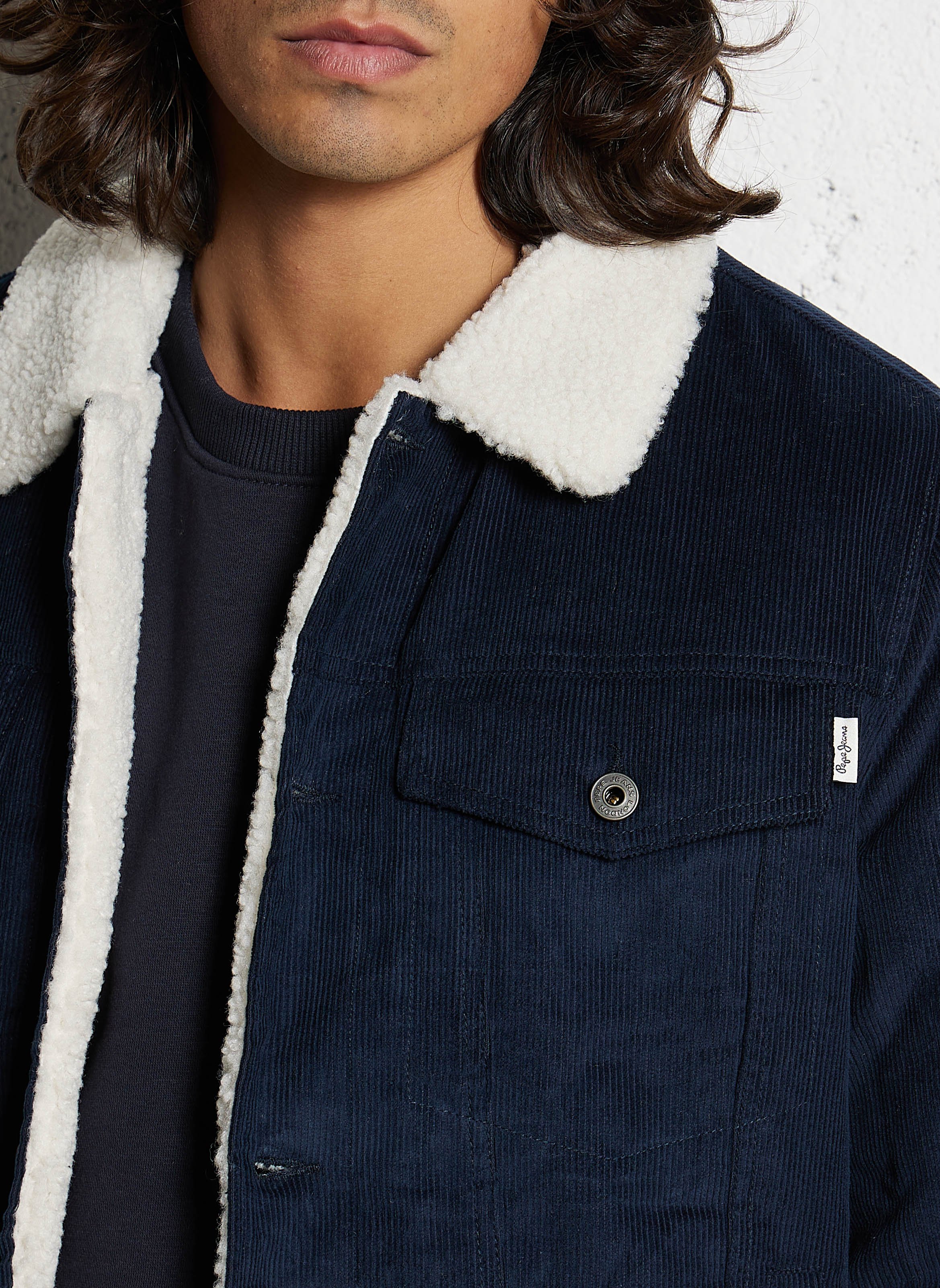 Veste droite en velours côtelé PEPE JEANS Bleu