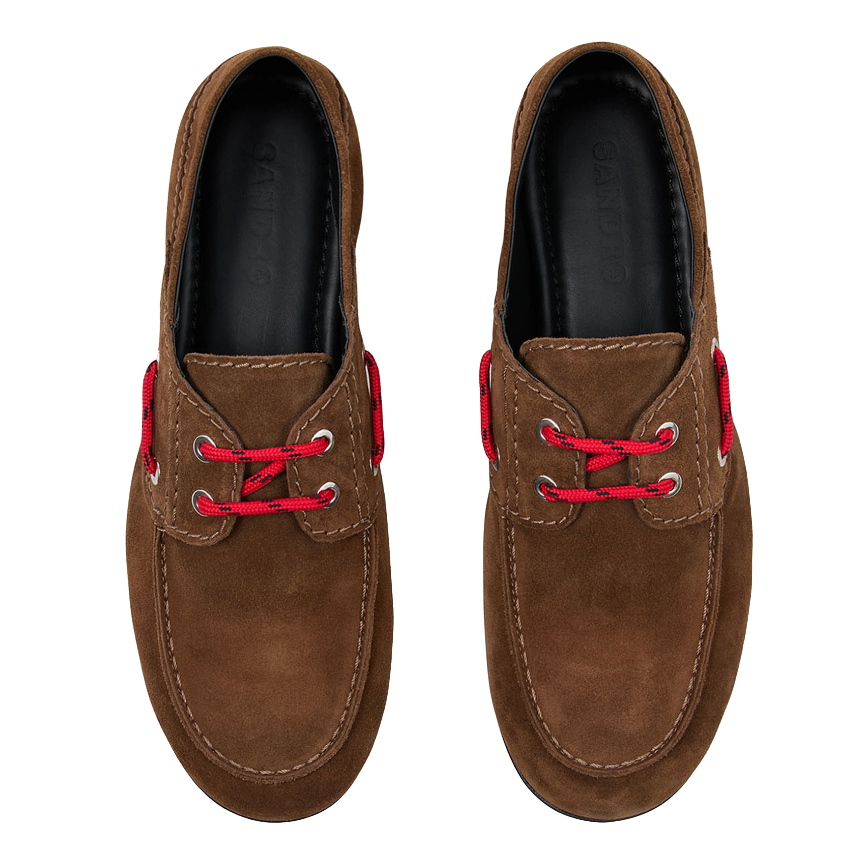Chaussures bateaux en cuir velours SANDRO Marron