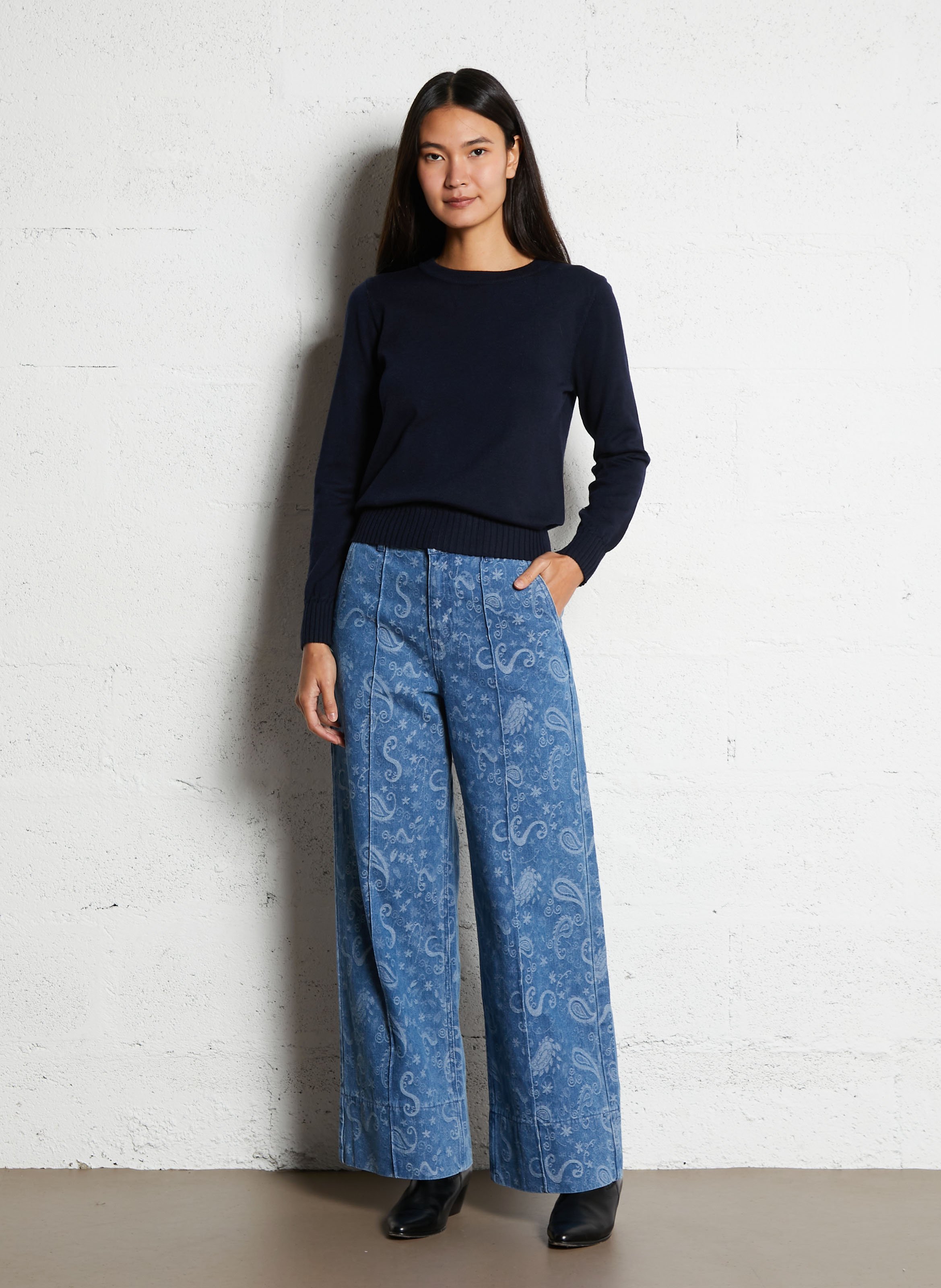 Jean large taille haute à motifs LA PETITE ETOILE Jean Stone