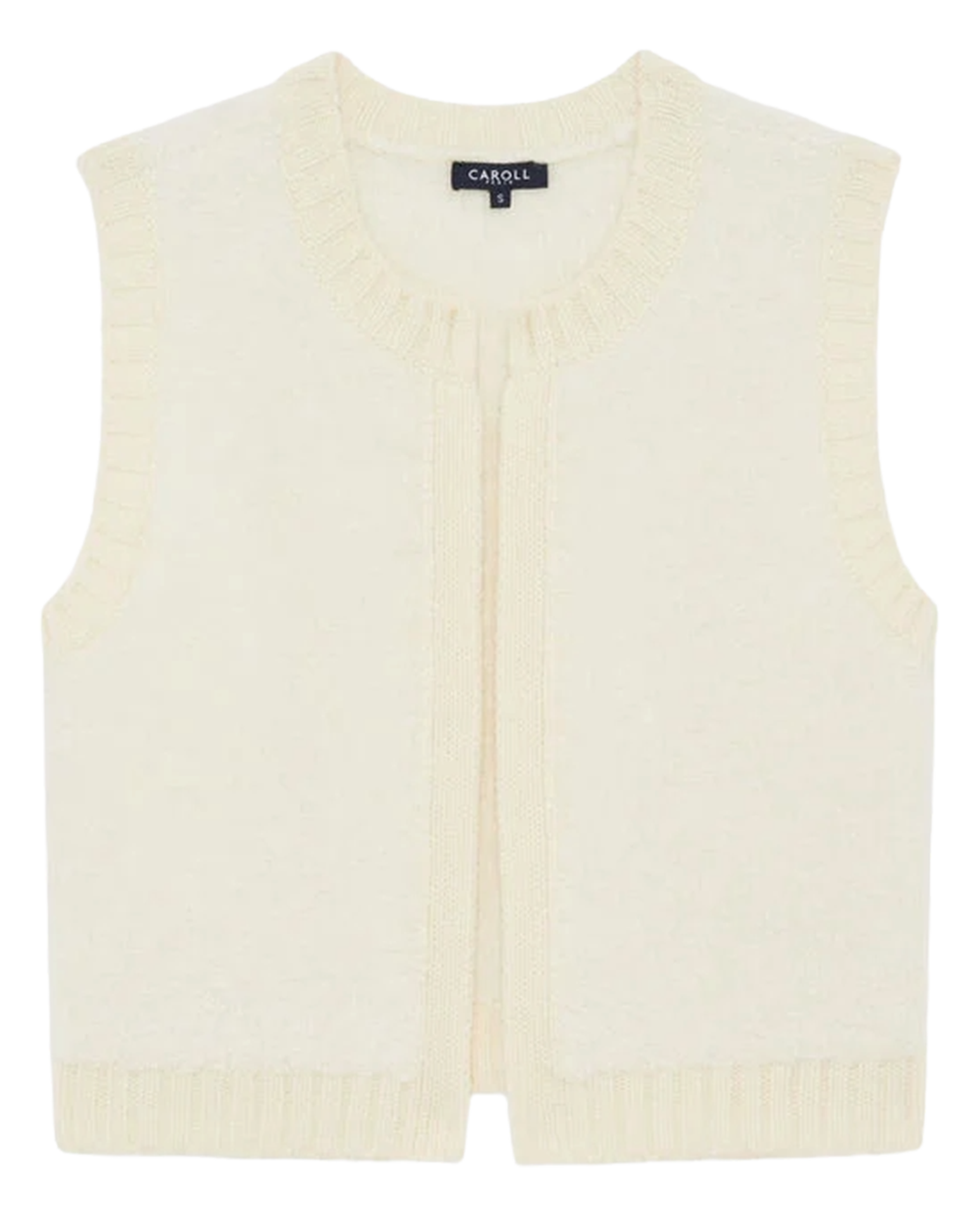 Gilet droit en maille CAROLL Beige