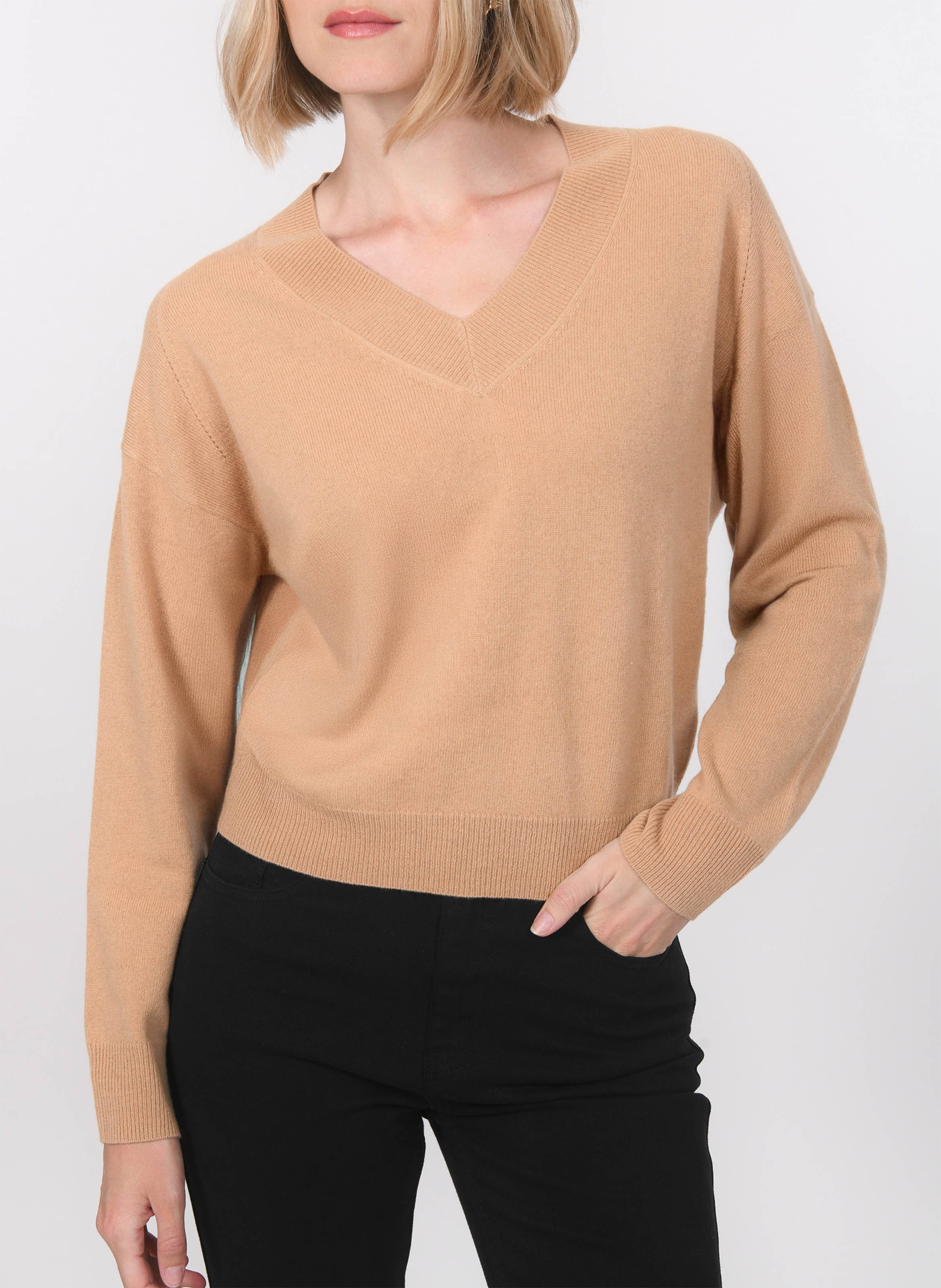 Weiter Pullover aus Wolle und Kaschmir mit V-Ausschnitt KOOKAI