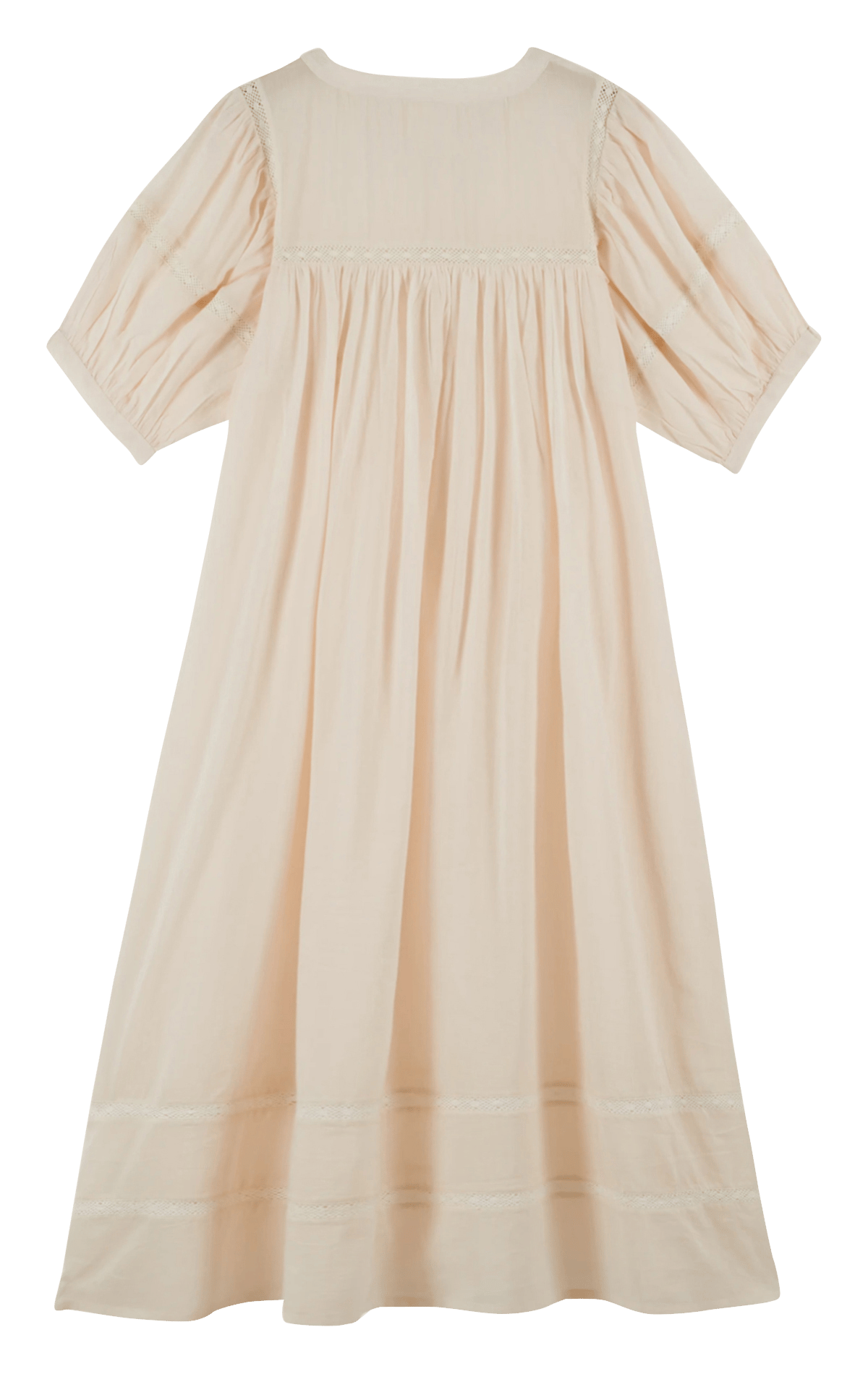 Lange jurk van zachte, luchtige katoen met ronde hals EMILE ET IDA Beige