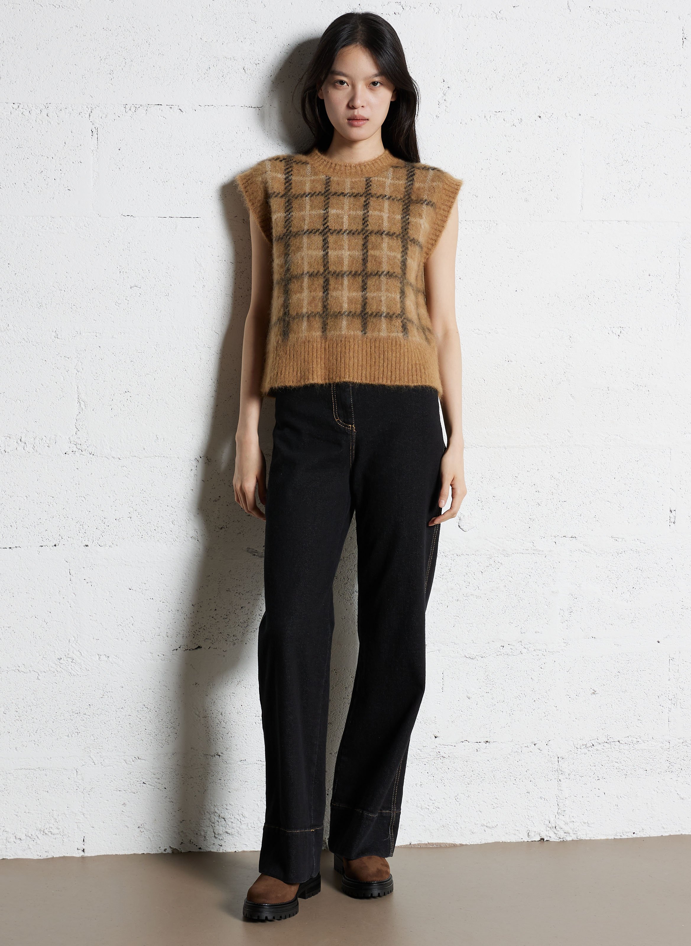 Jean droit en coton mélangé PLEASE Noir