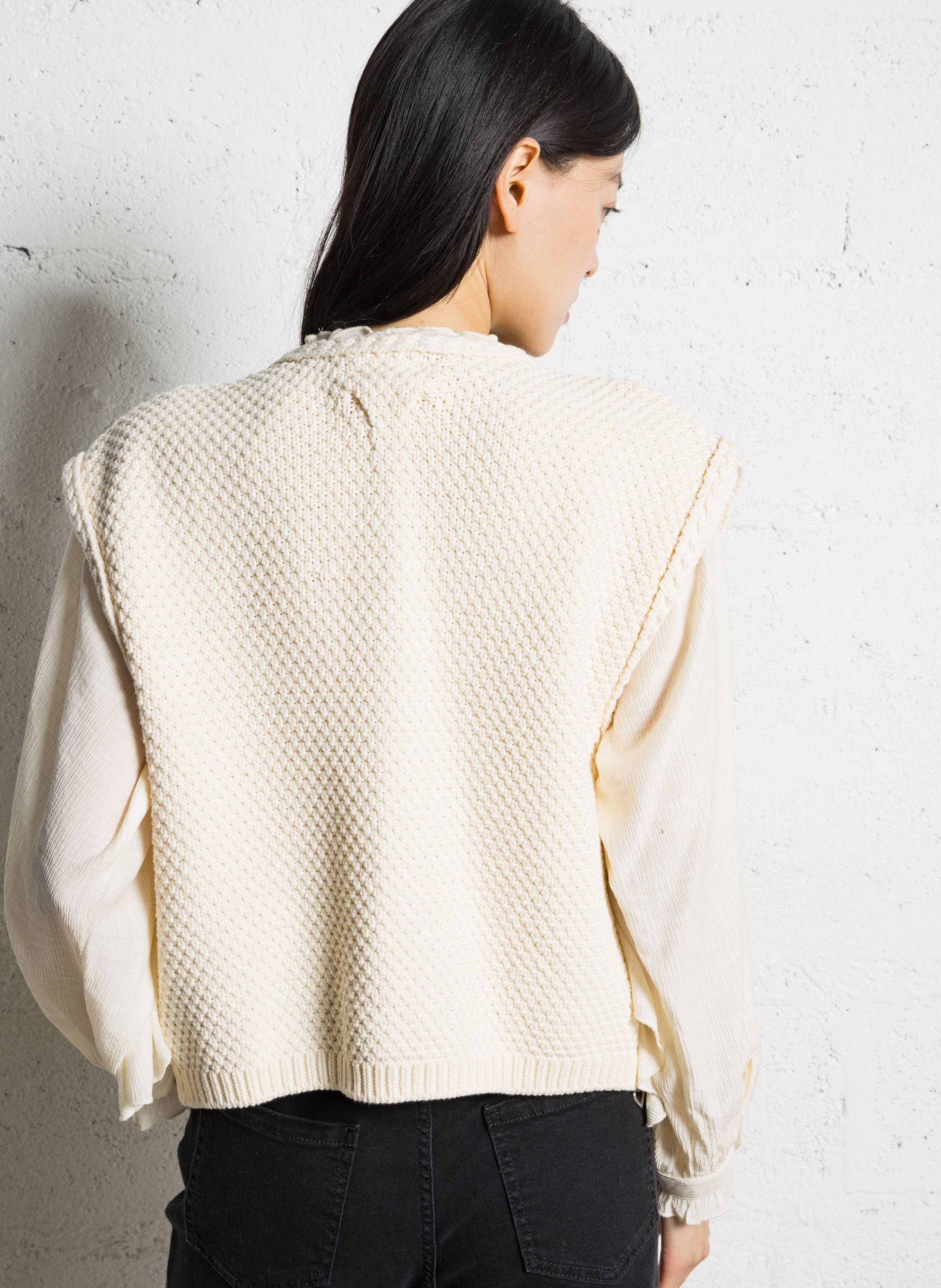 Solid knit sleeveless cardigan MAISON 123 Beige