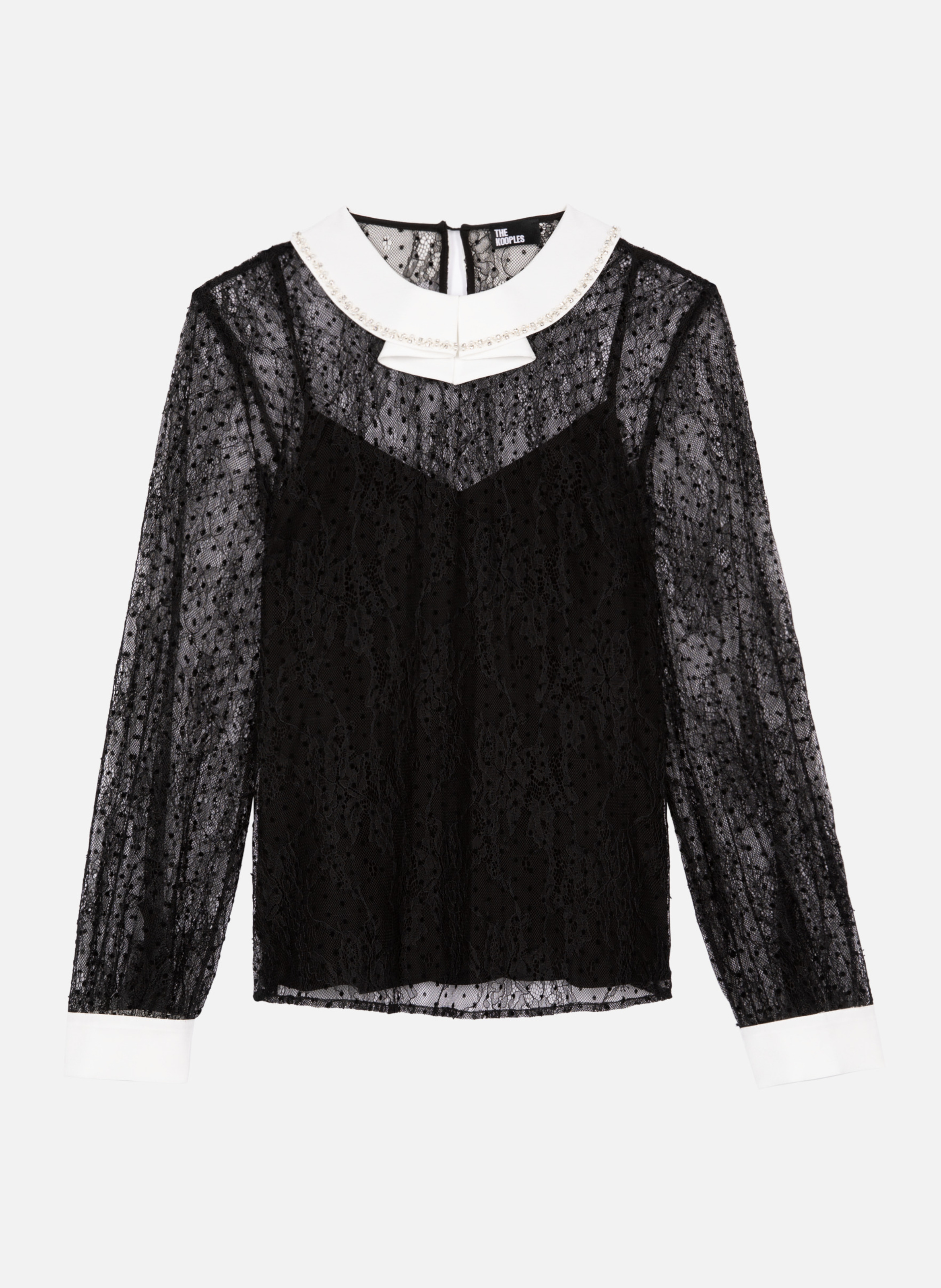 Top in plumetis lace with rhinestones THE KOOPLES Black