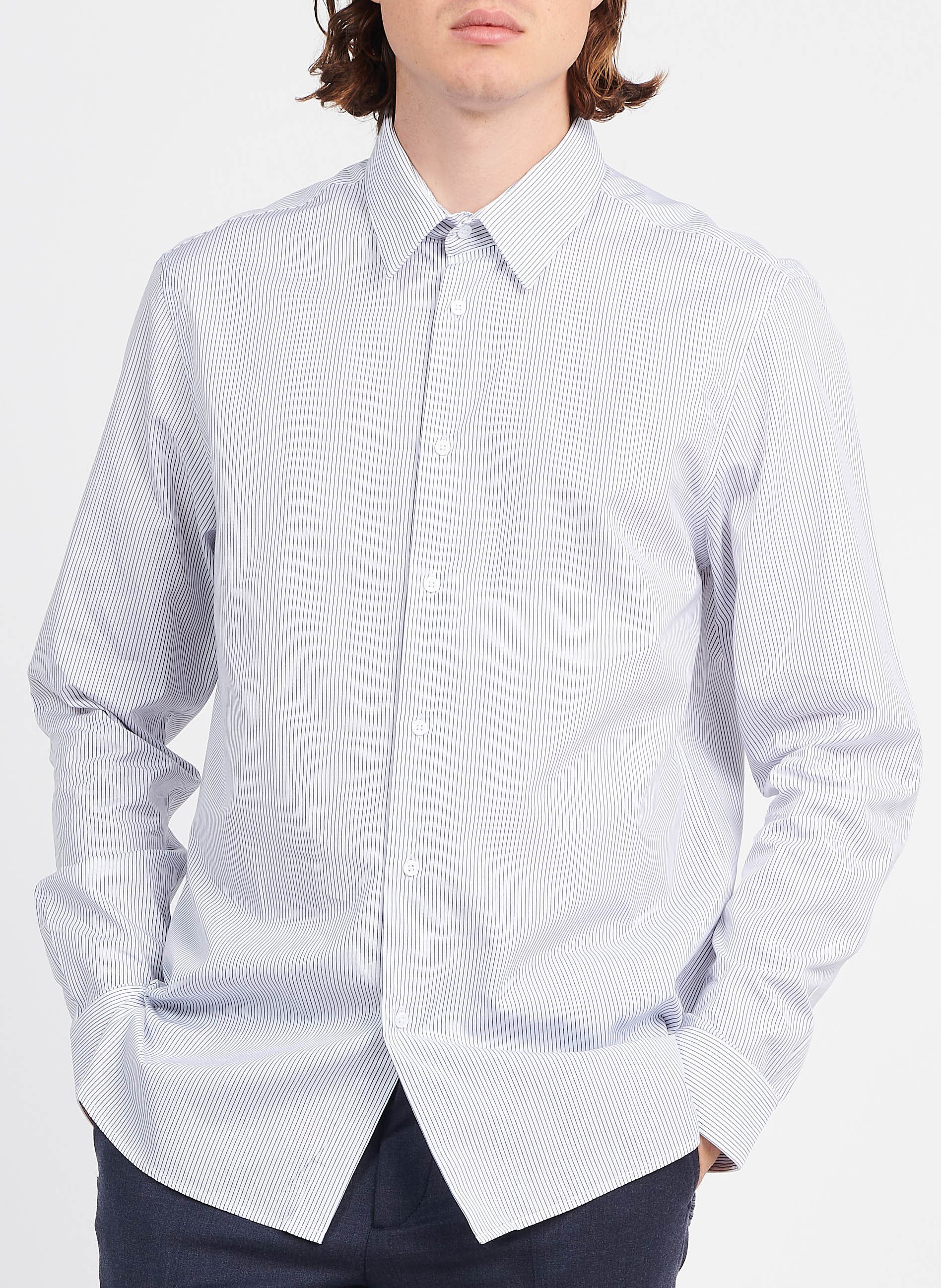 Regular-fit striped cotton shirt with classic collar ATELIER PRIVE Blue