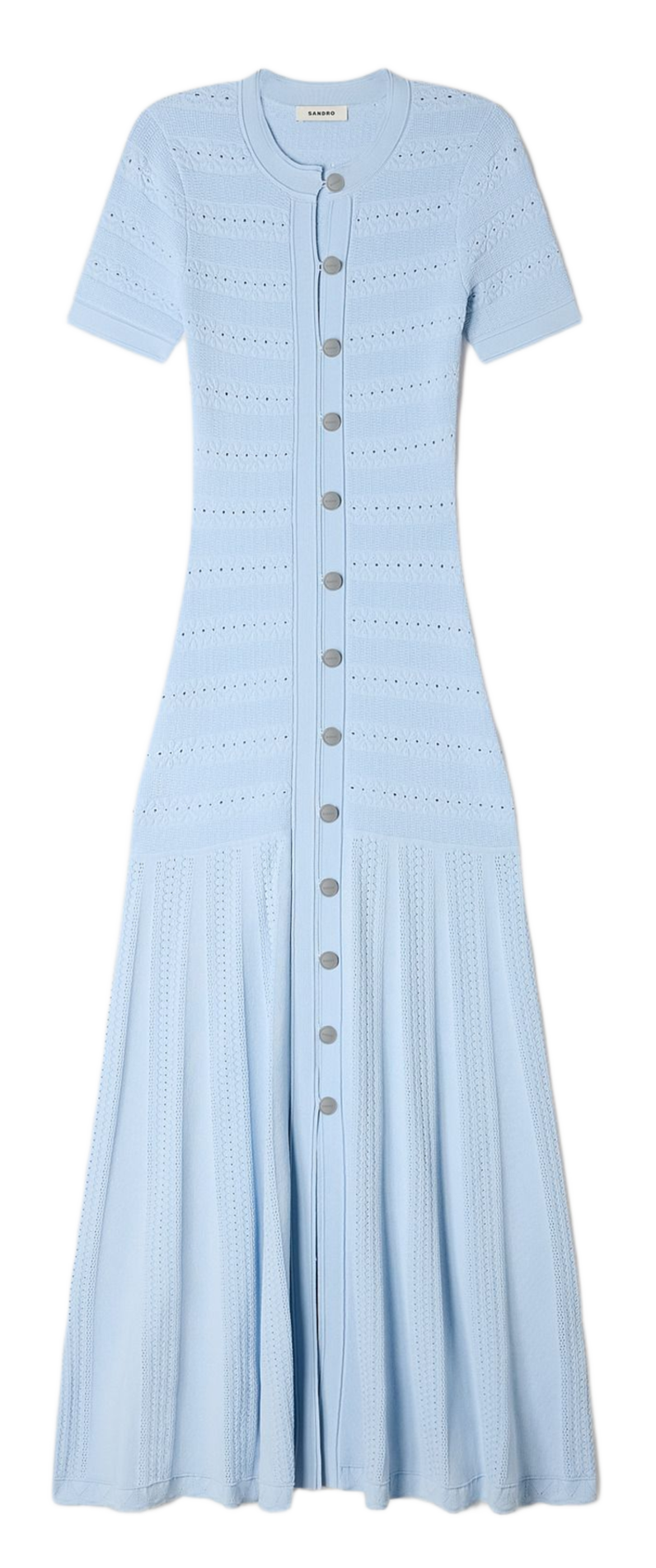 Robe longue évasée col rond SANDRO Bleu