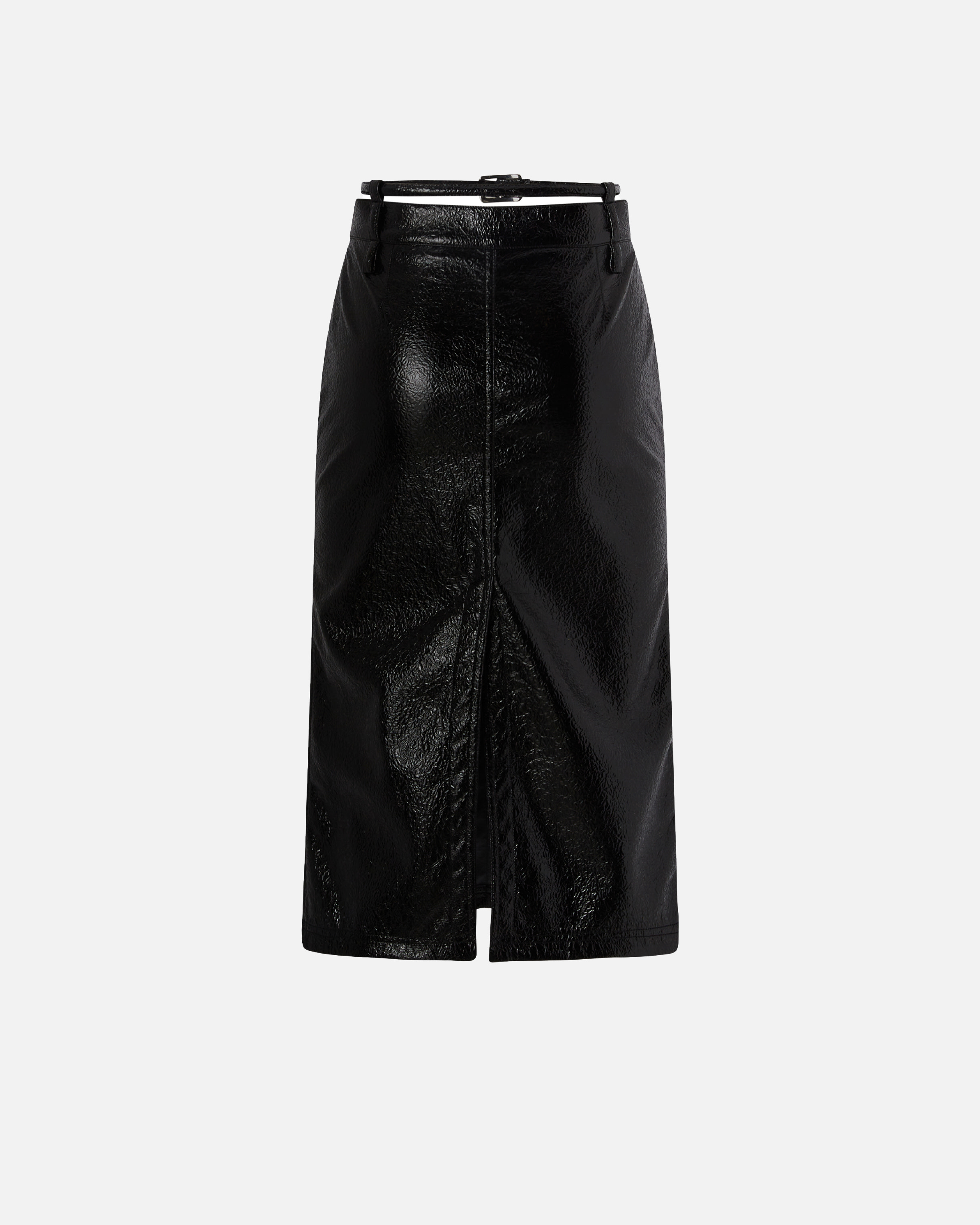 Belted mid-length patent effect skirt PINKO Black