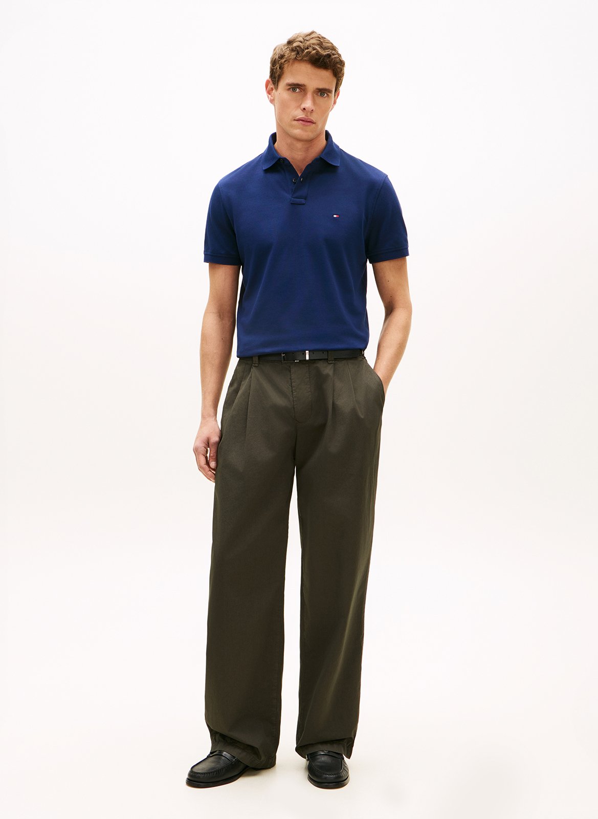 Regular-fit organic cotton-blend polo shirt Blue