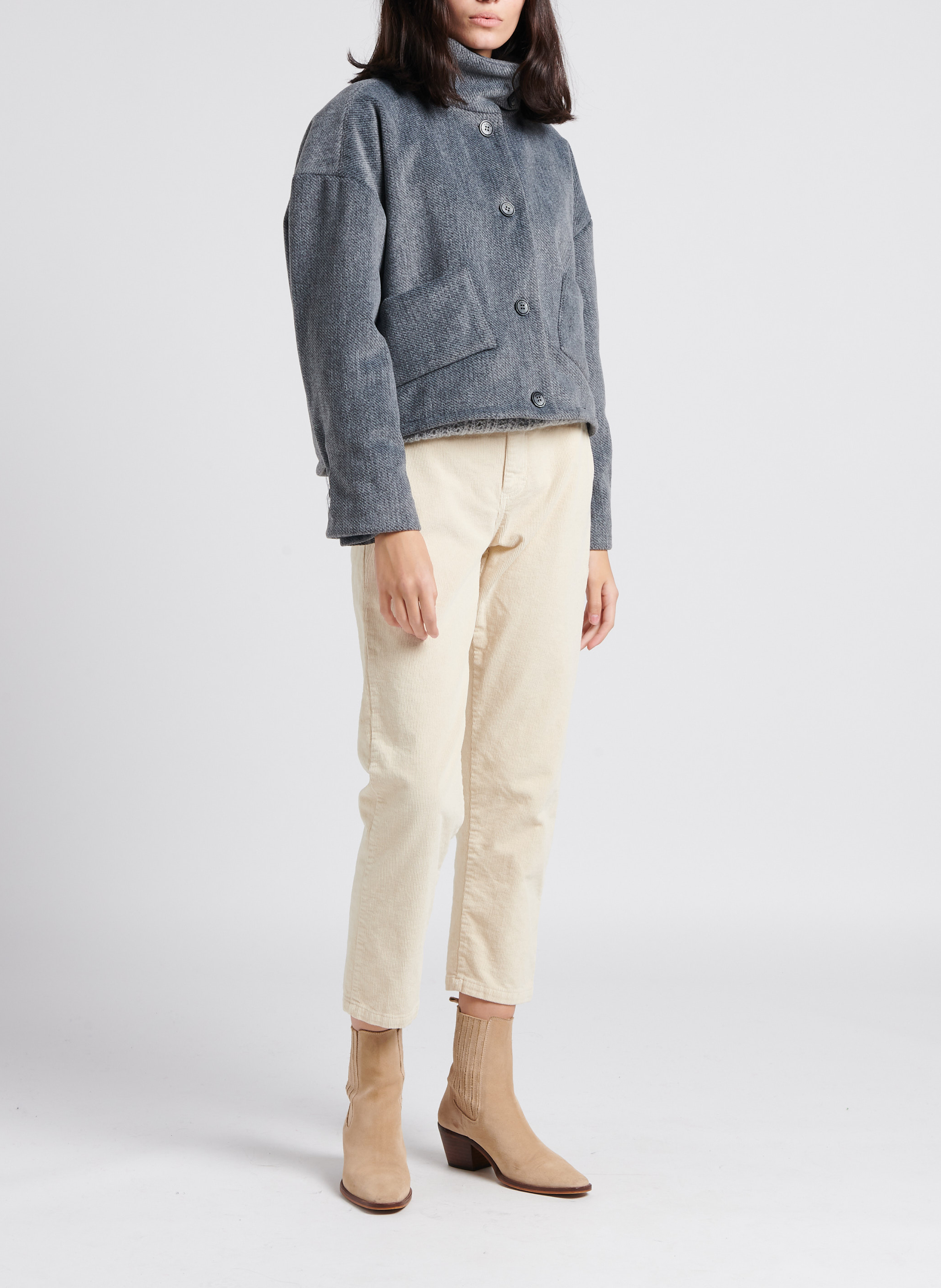 Oversized jasje met opstaande kraag PLEASE Grijs