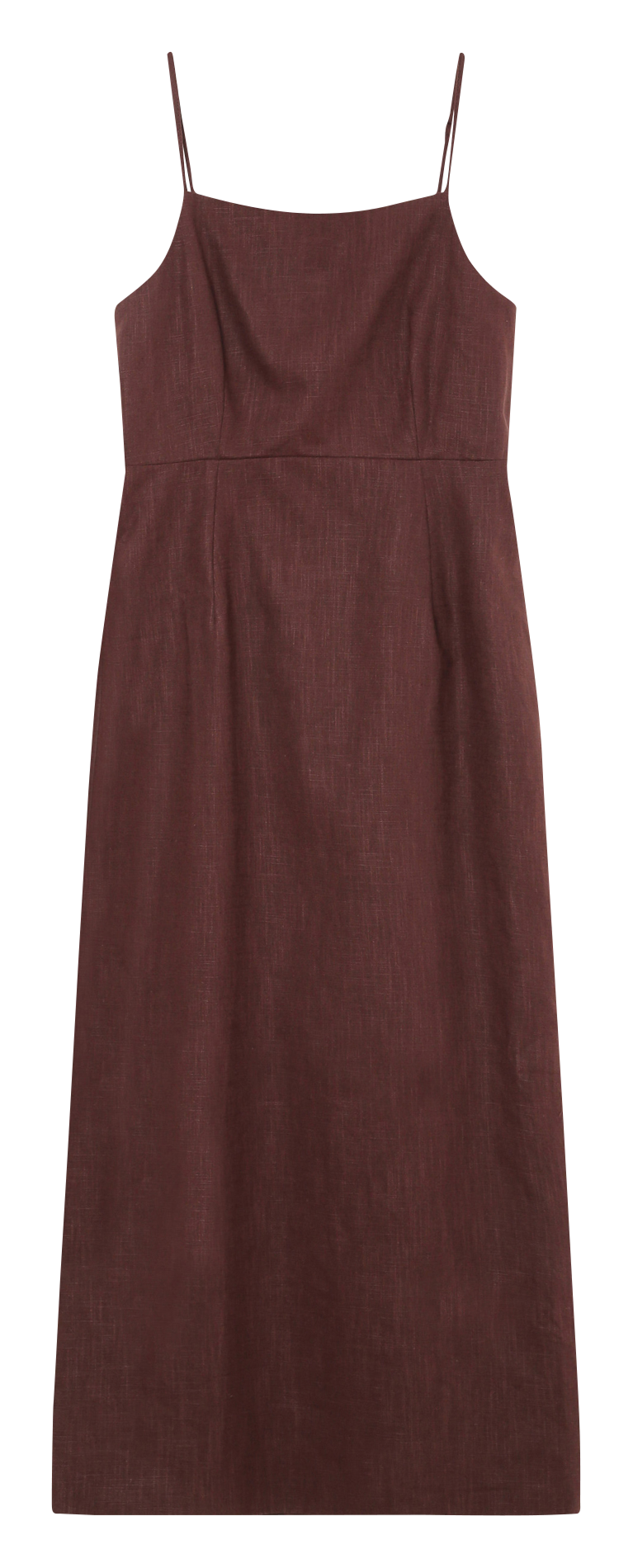 Robe midi droite unie en lin mélangé GRACE ET MILA Marron