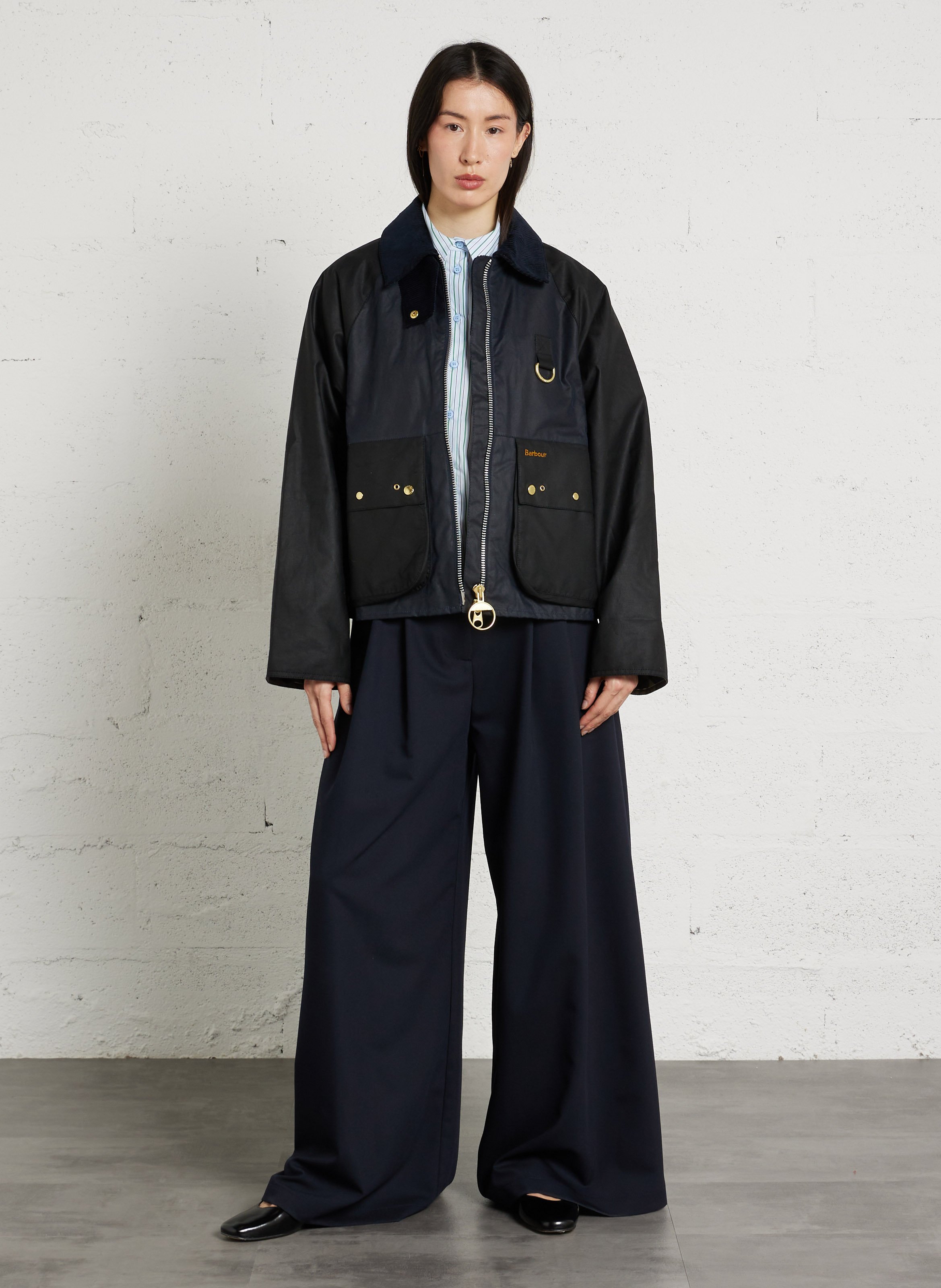 Jas met ritssluiting in gewaxt recht model BARBOUR Blauw