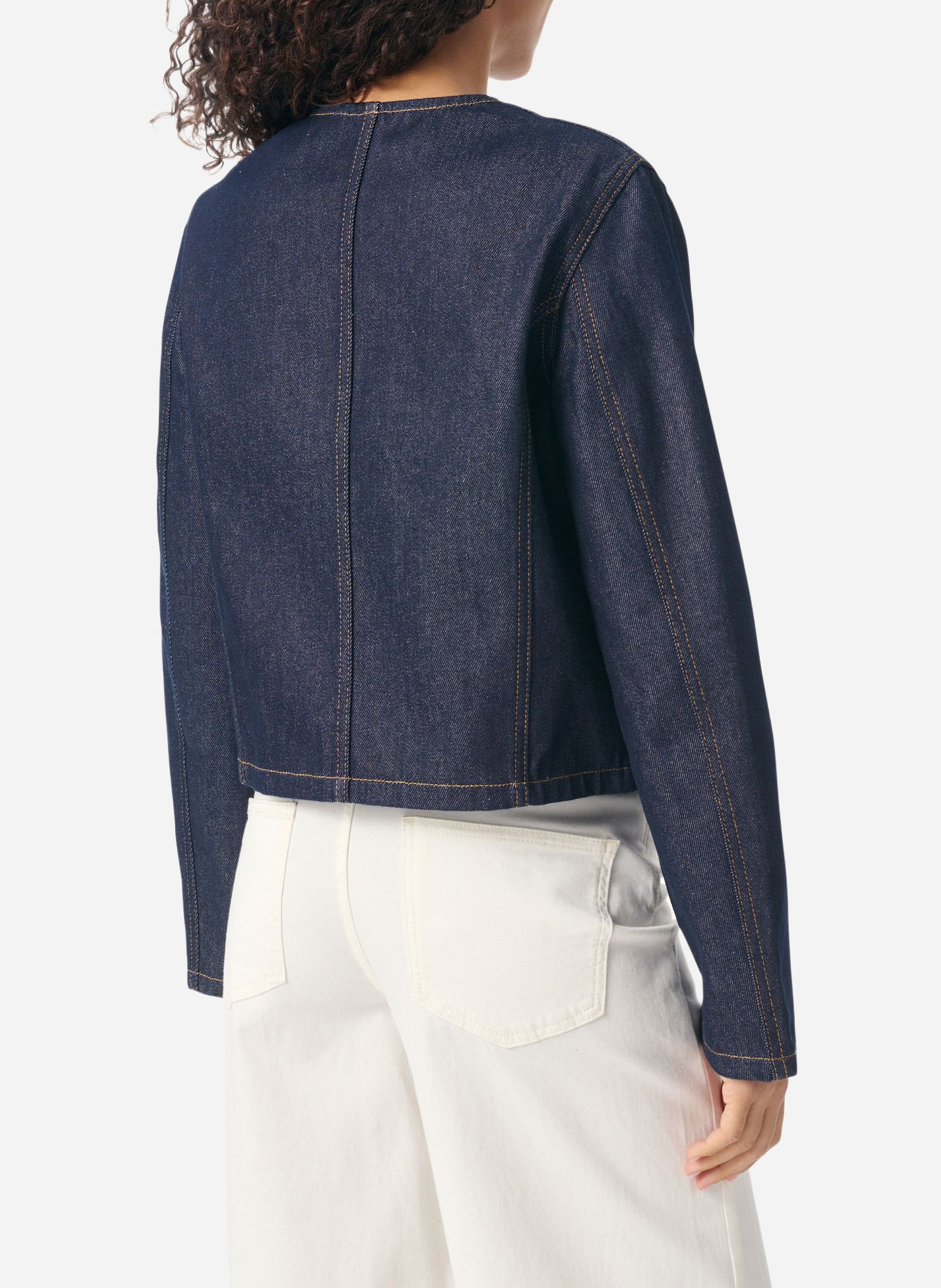 Short buttoned jacket in raw denim VANESSA BRUNO Blue