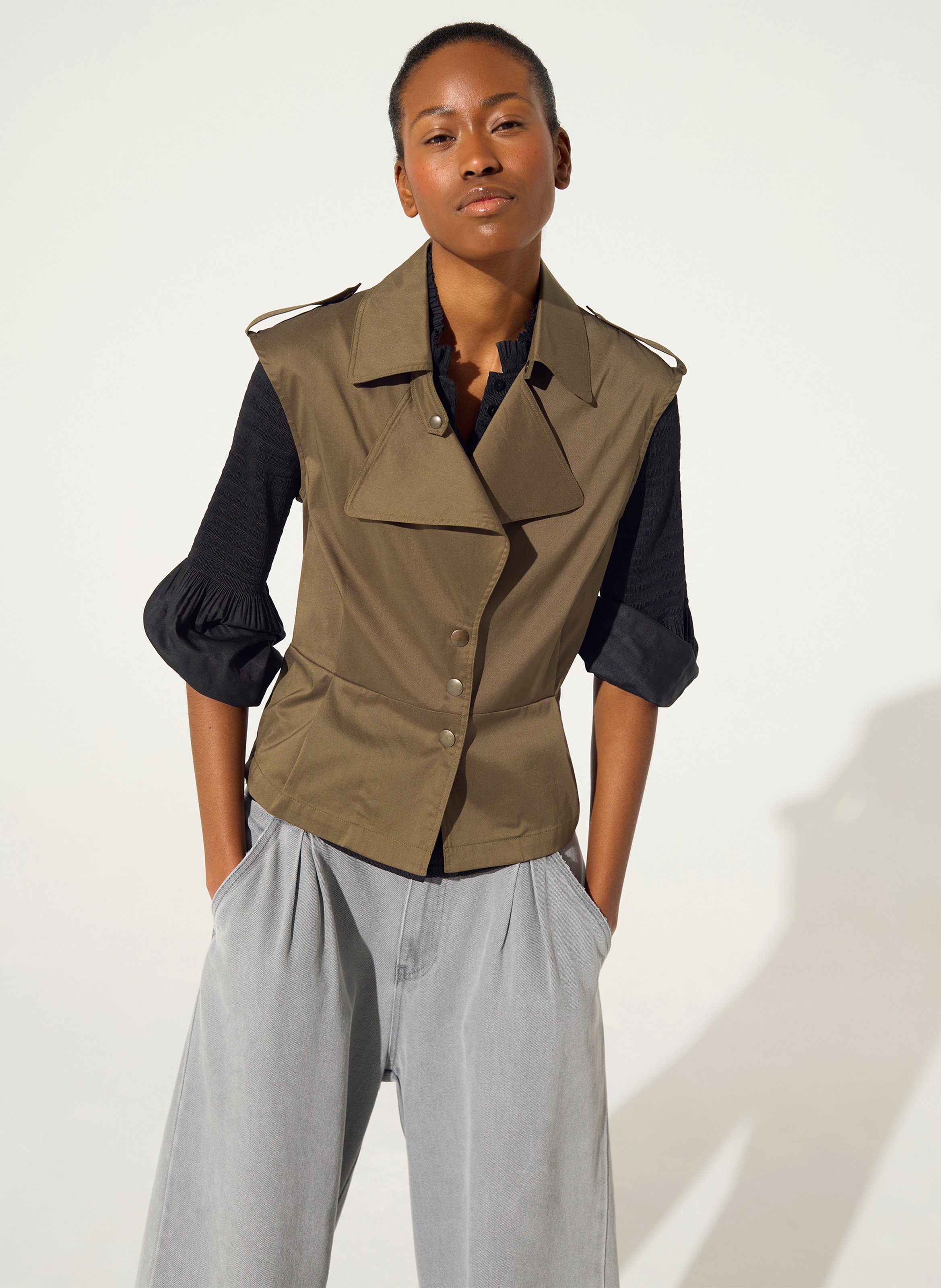 Cotton and wool shirt with tailored collar COTELAC