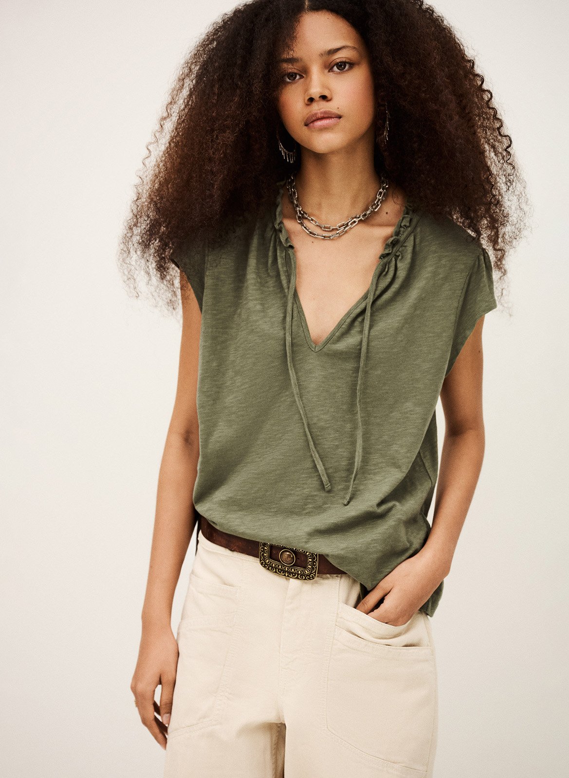 Effen T-shirt BA&SH Kaki