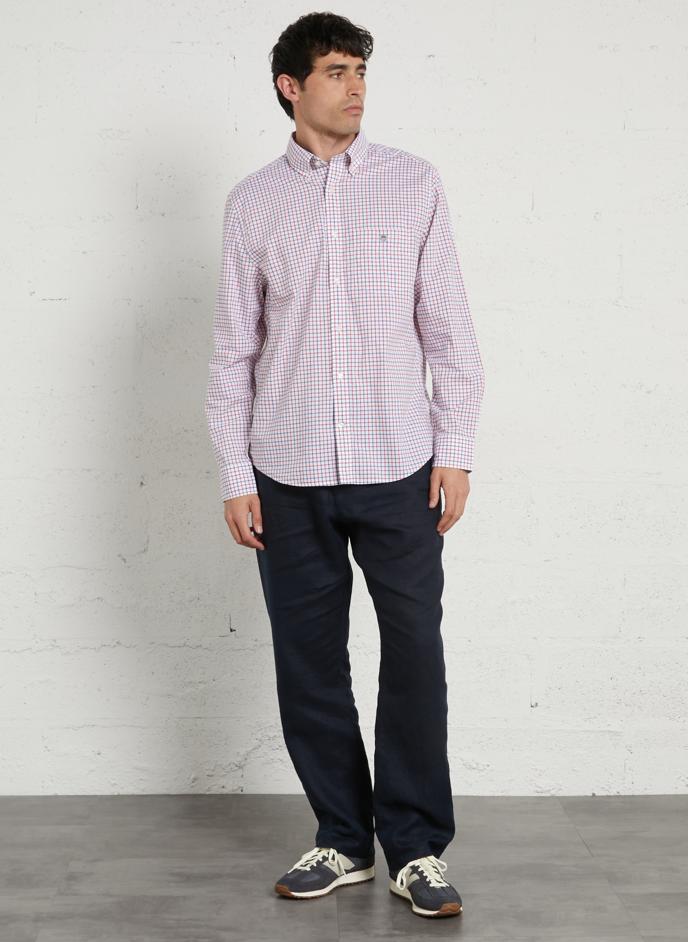 Chemise regular-fit col américain à carreaux en coton GANT Rouge