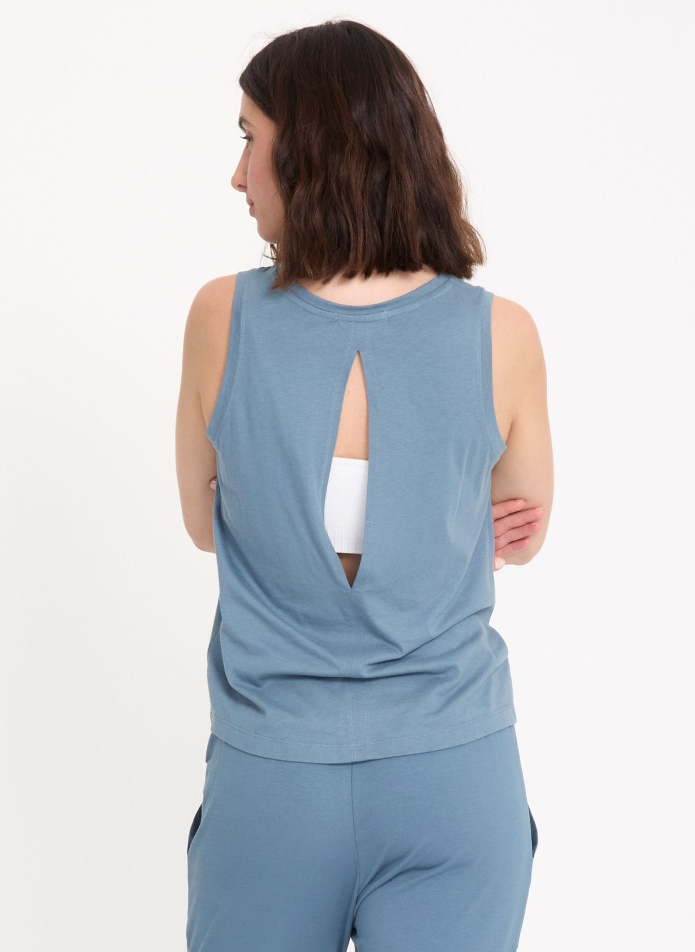 Runder Baumwollmischpullover YOGA SEARCHER Blau