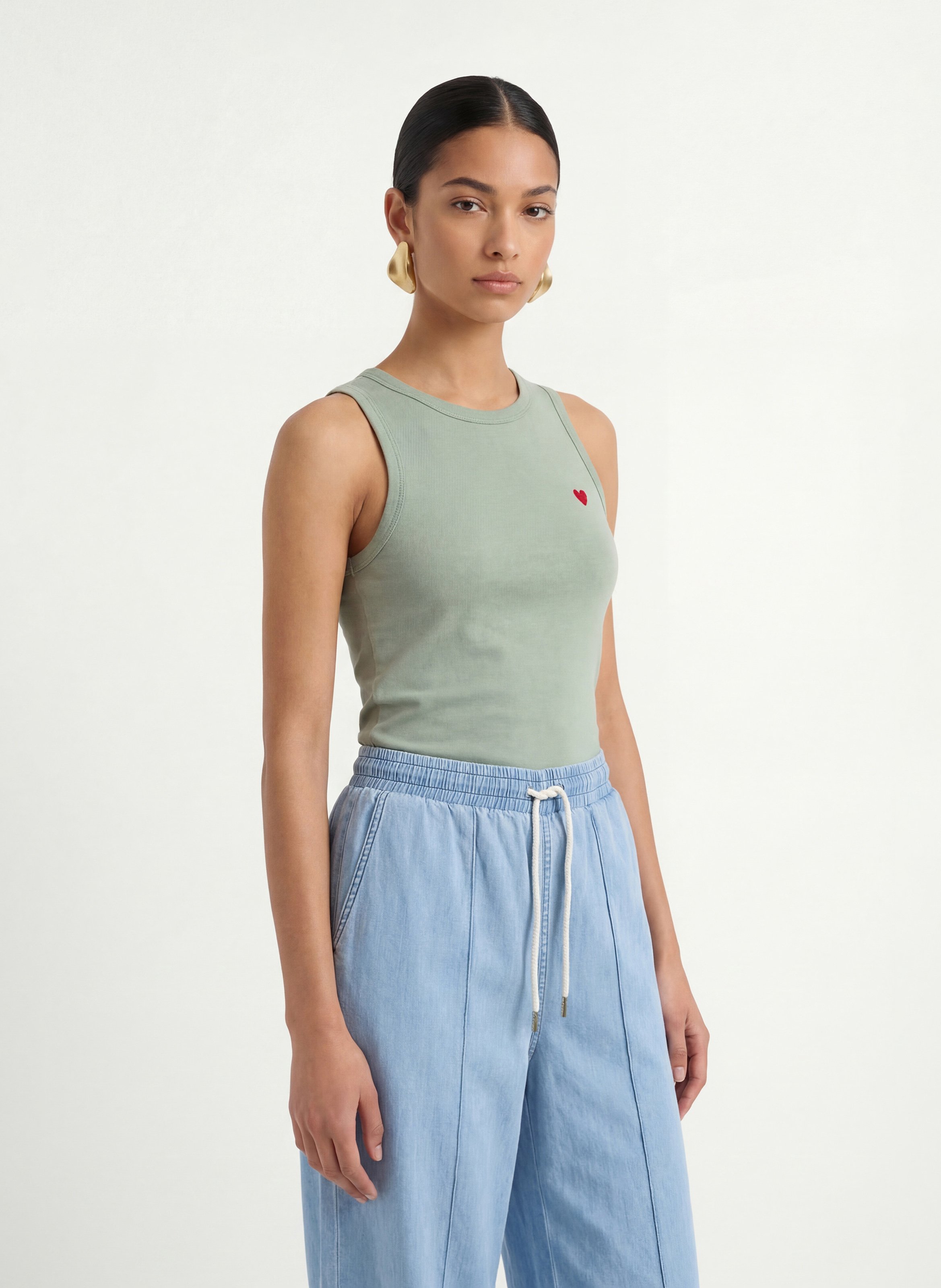 Débardeur col rond en coton KOOKAI Vert