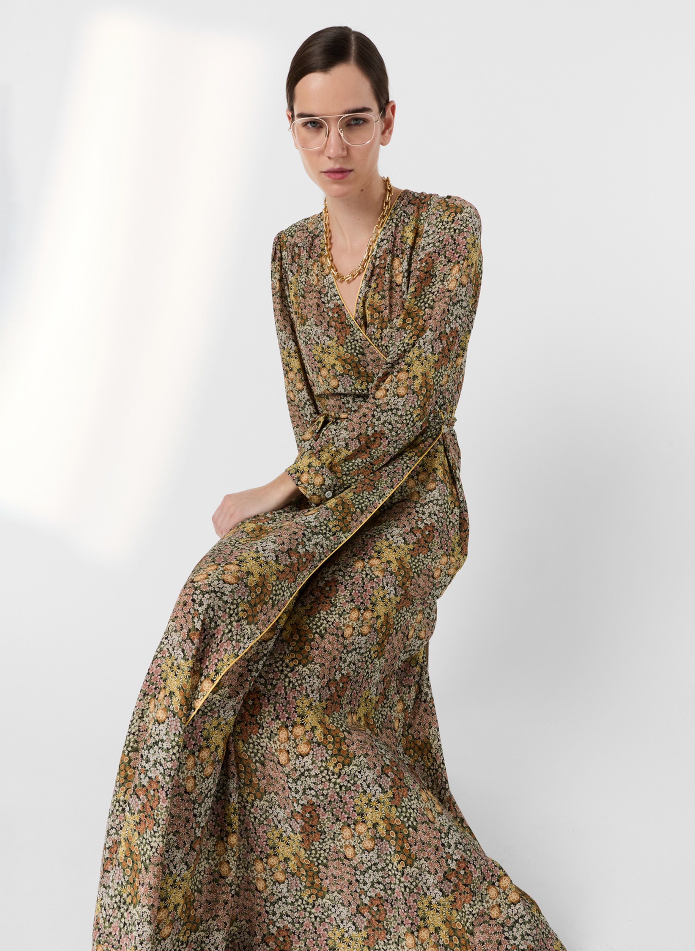 Robe longue col V mprimé GERARD DAREL Rosa