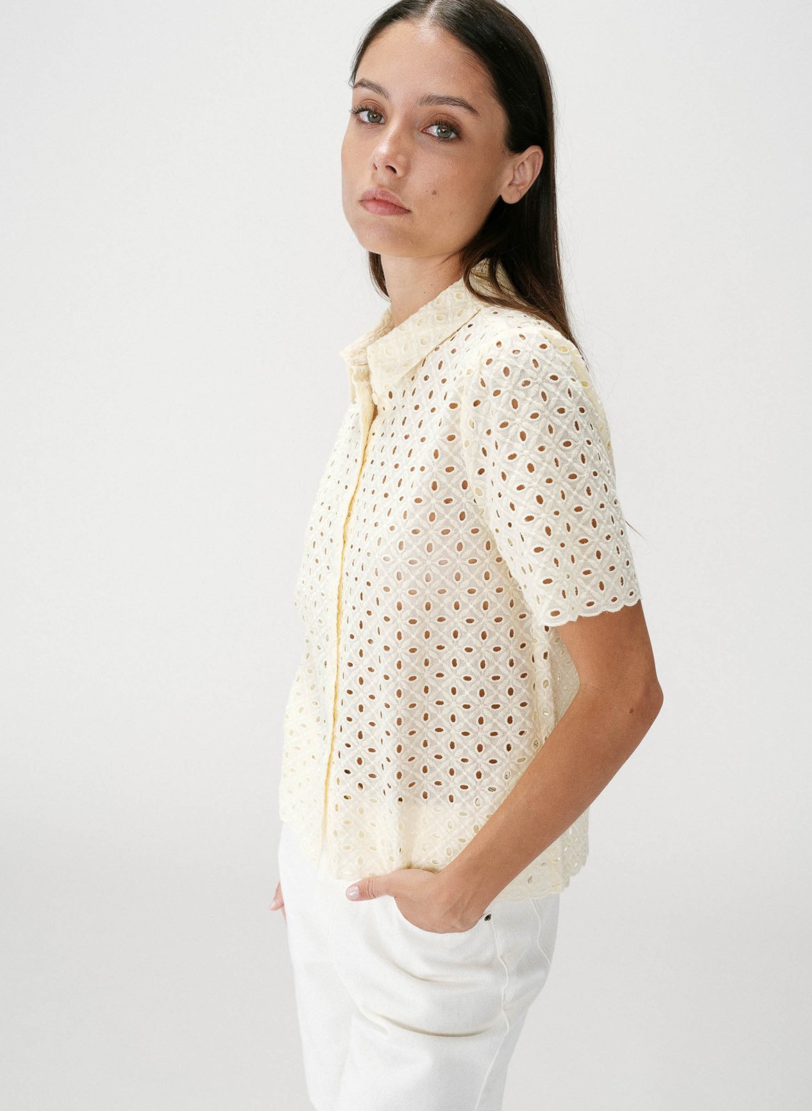Chemise col classique en coton GRACE ET MILA Jaune