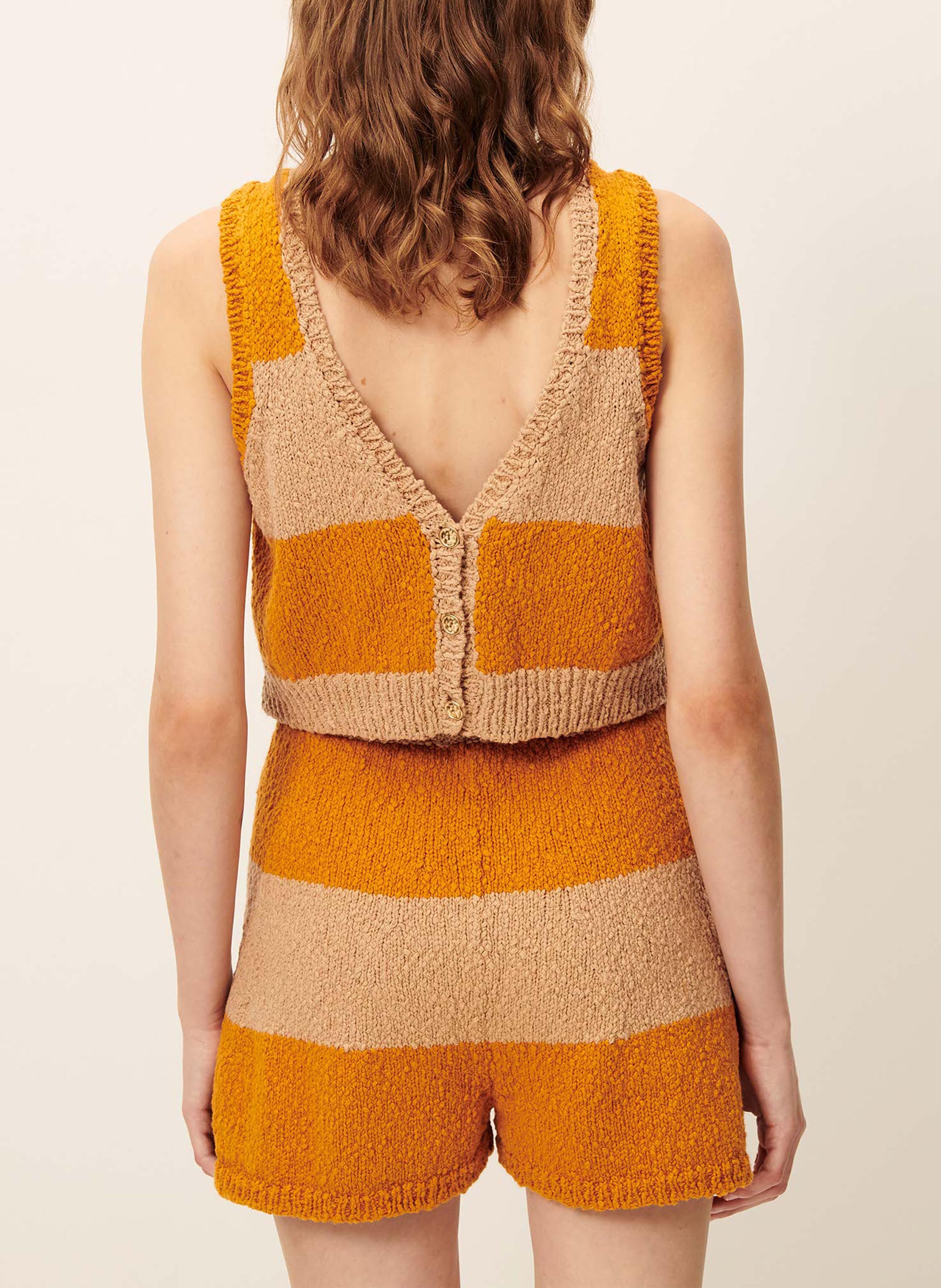 Top dritto scollo a V in cotone SESSUN Arancio