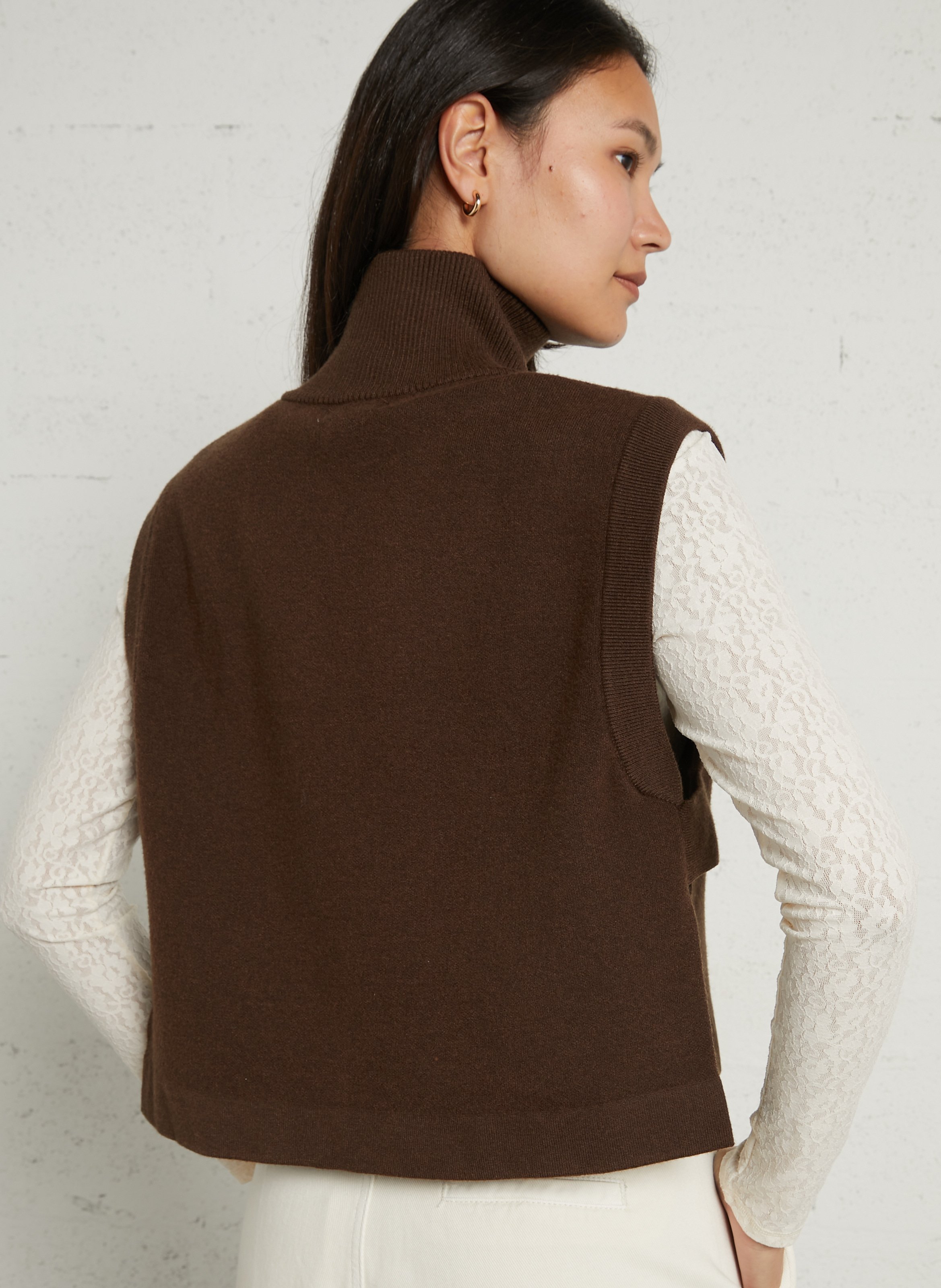 Pull oversize col montant SUNCOO Marron