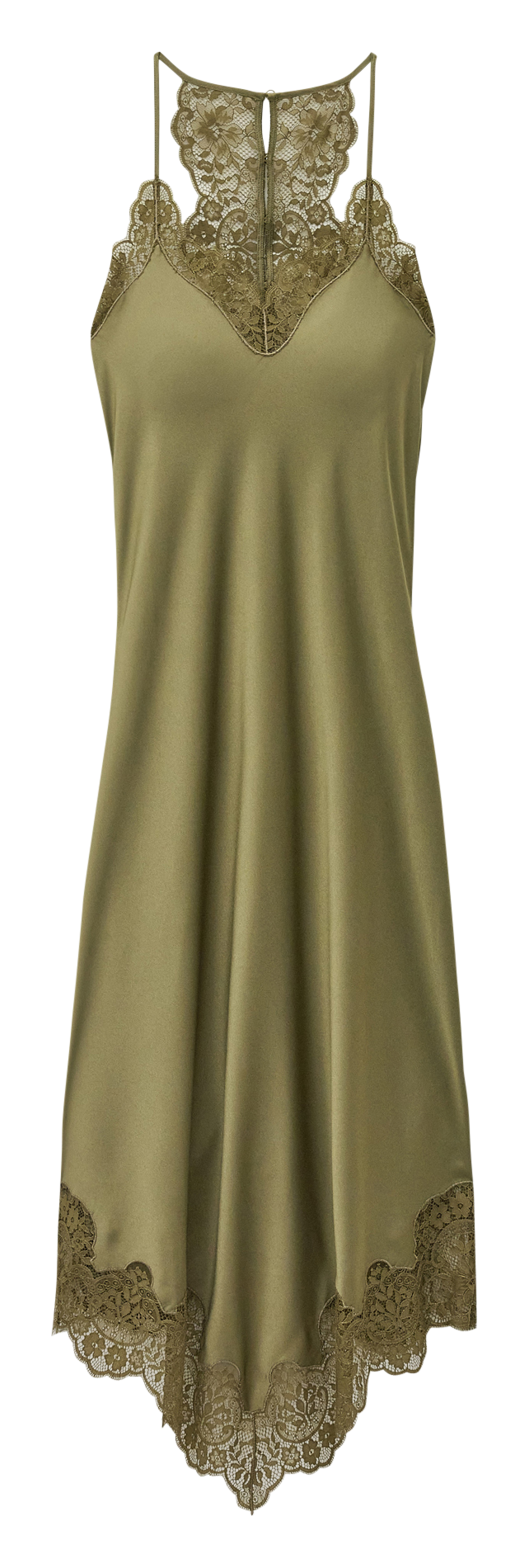Robe longue col V à dentelle  BA&SH Kaki