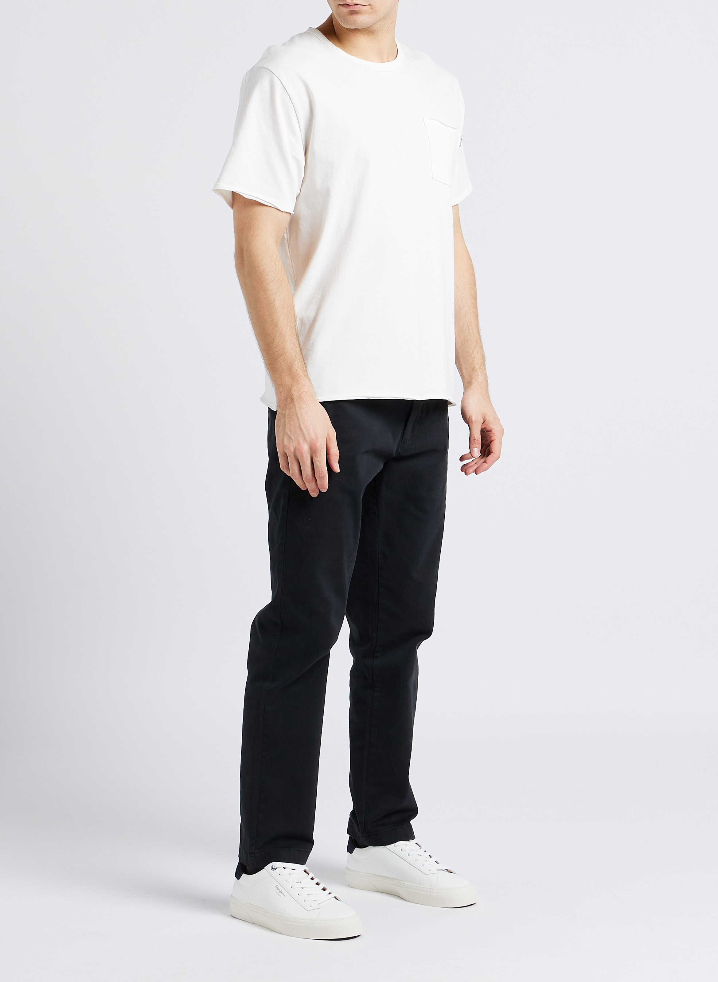 Lage, deels leren sneakers PEPE JEANS Wit